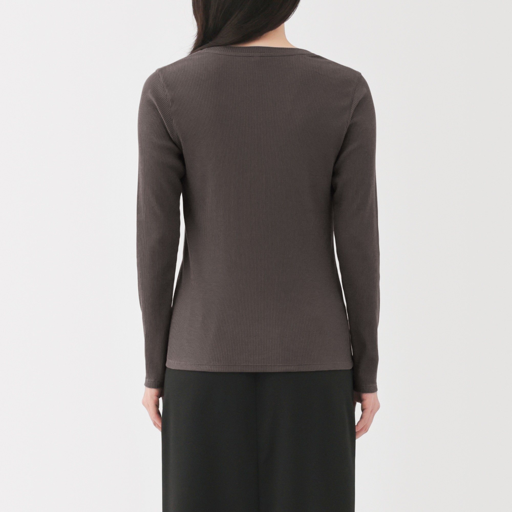 W's Lyocell blend ribbed crew neck L/S T-shirt