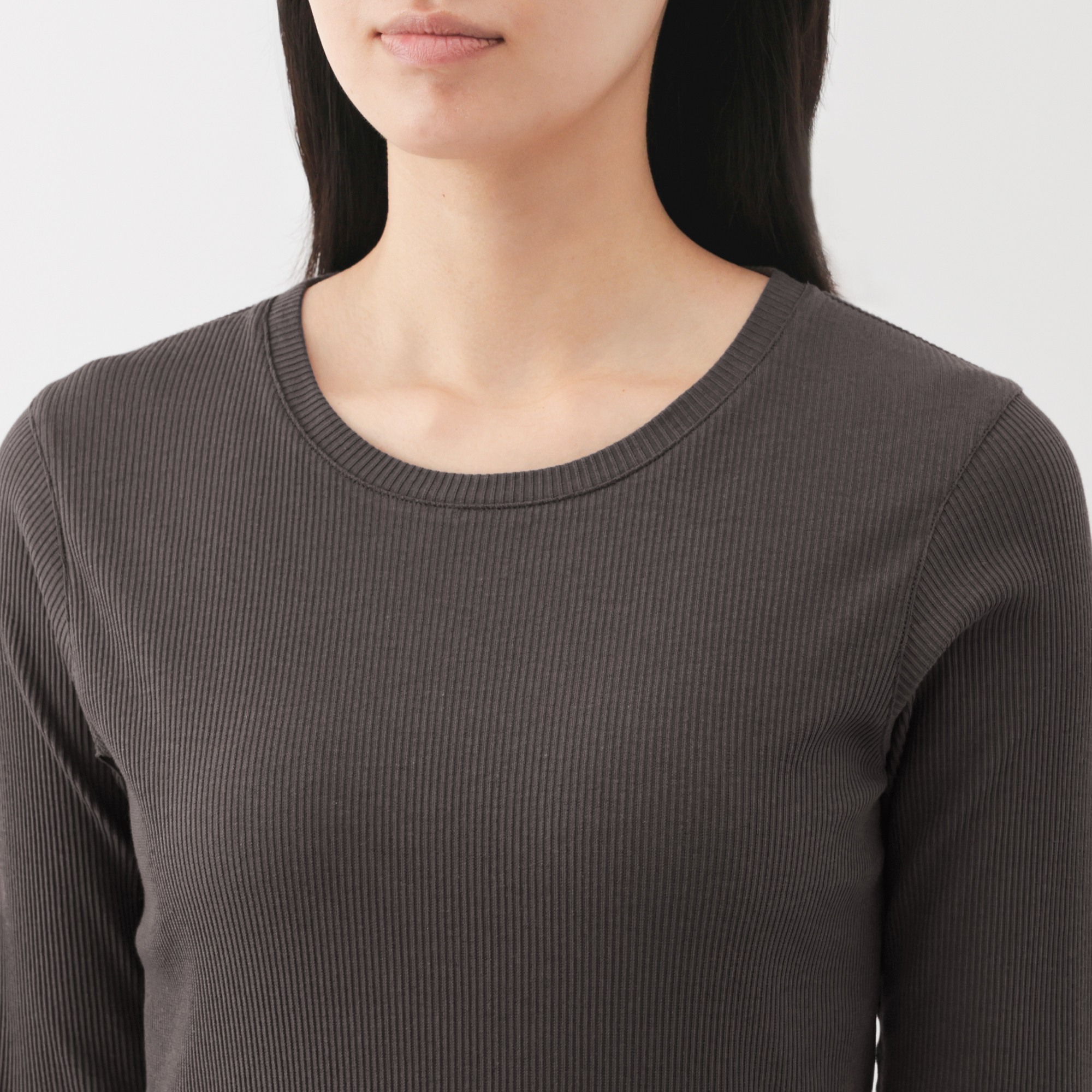 W's Lyocell blend ribbed crew neck L/S T-shirt