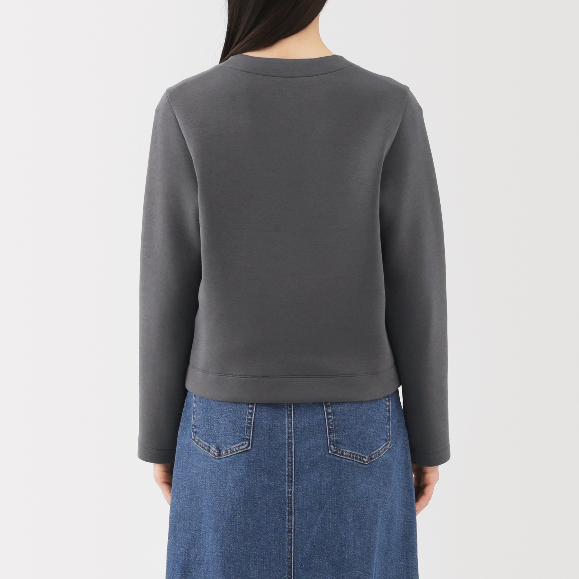 W's Double knitted crew neck sweat cardigan(OS)