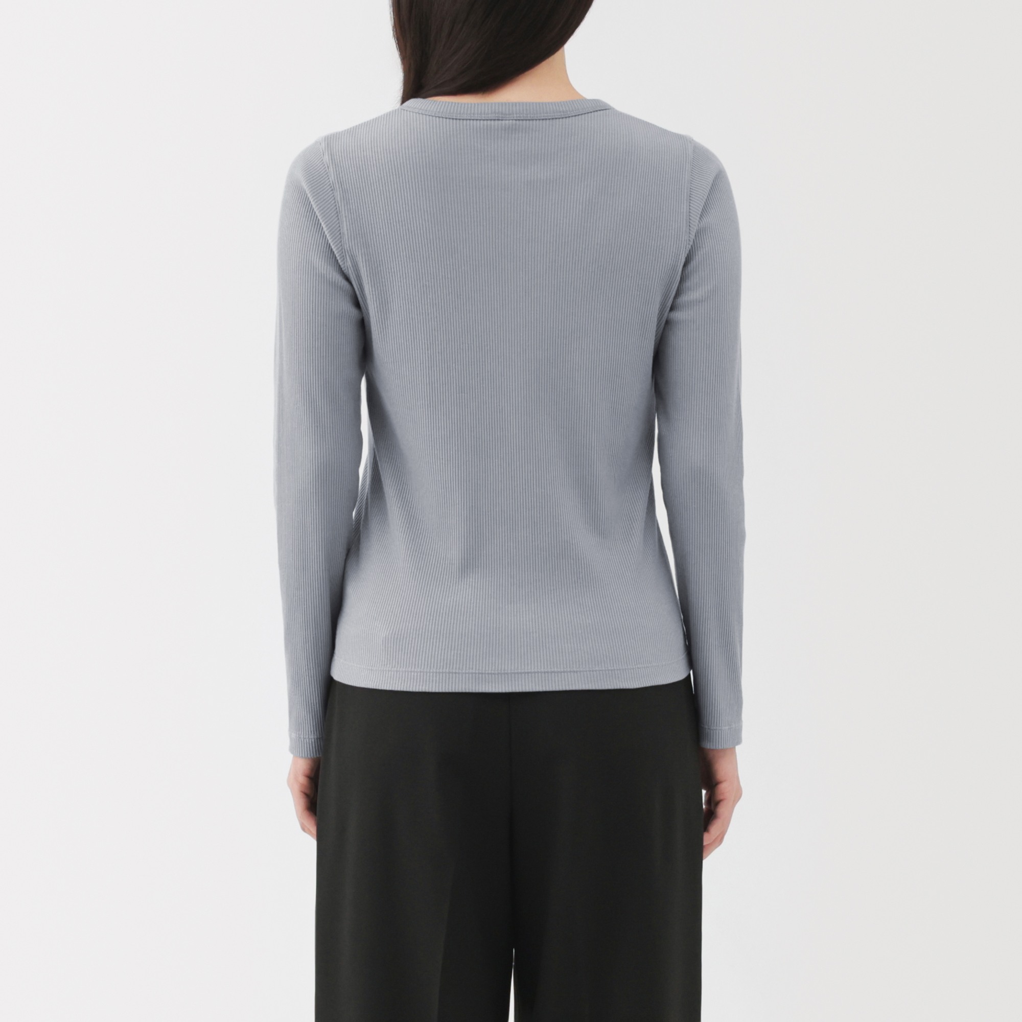W's Lyocell blend ribbed crew neck cardigan