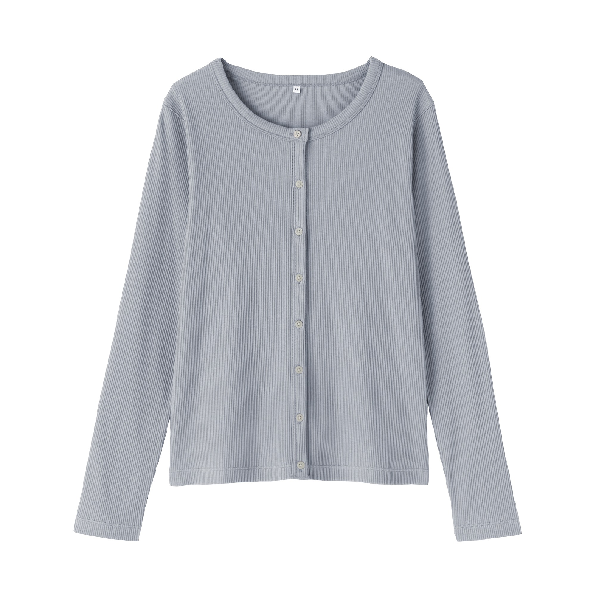W's Lyocell blend ribbed crew neck cardigan