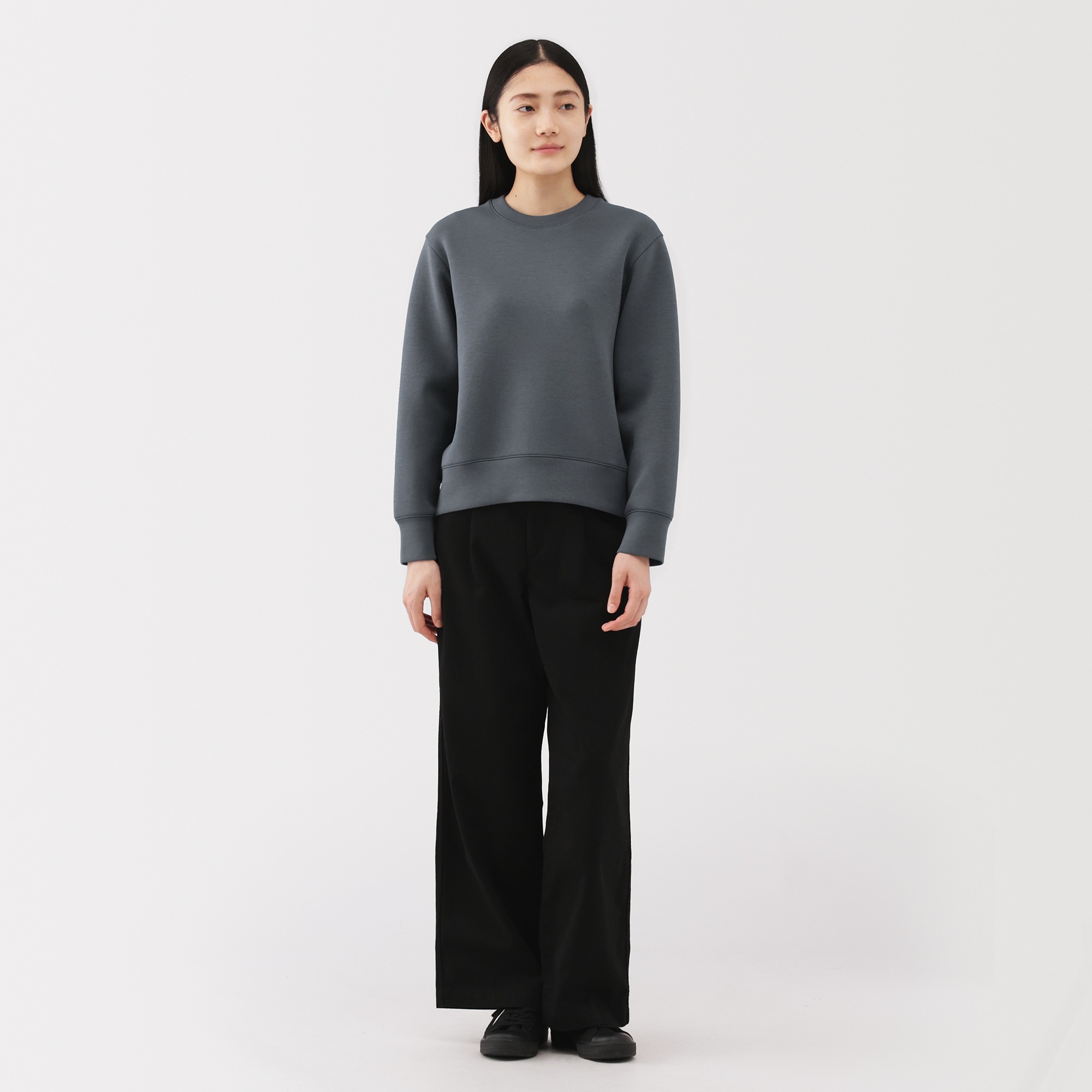 W's Double knitted crew neck sweatshirt(OS)