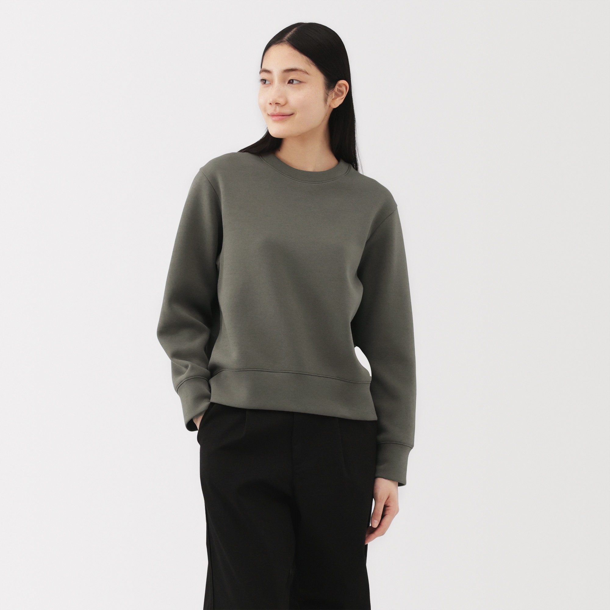 W's Double knitted crew neck sweatshirt(OS)