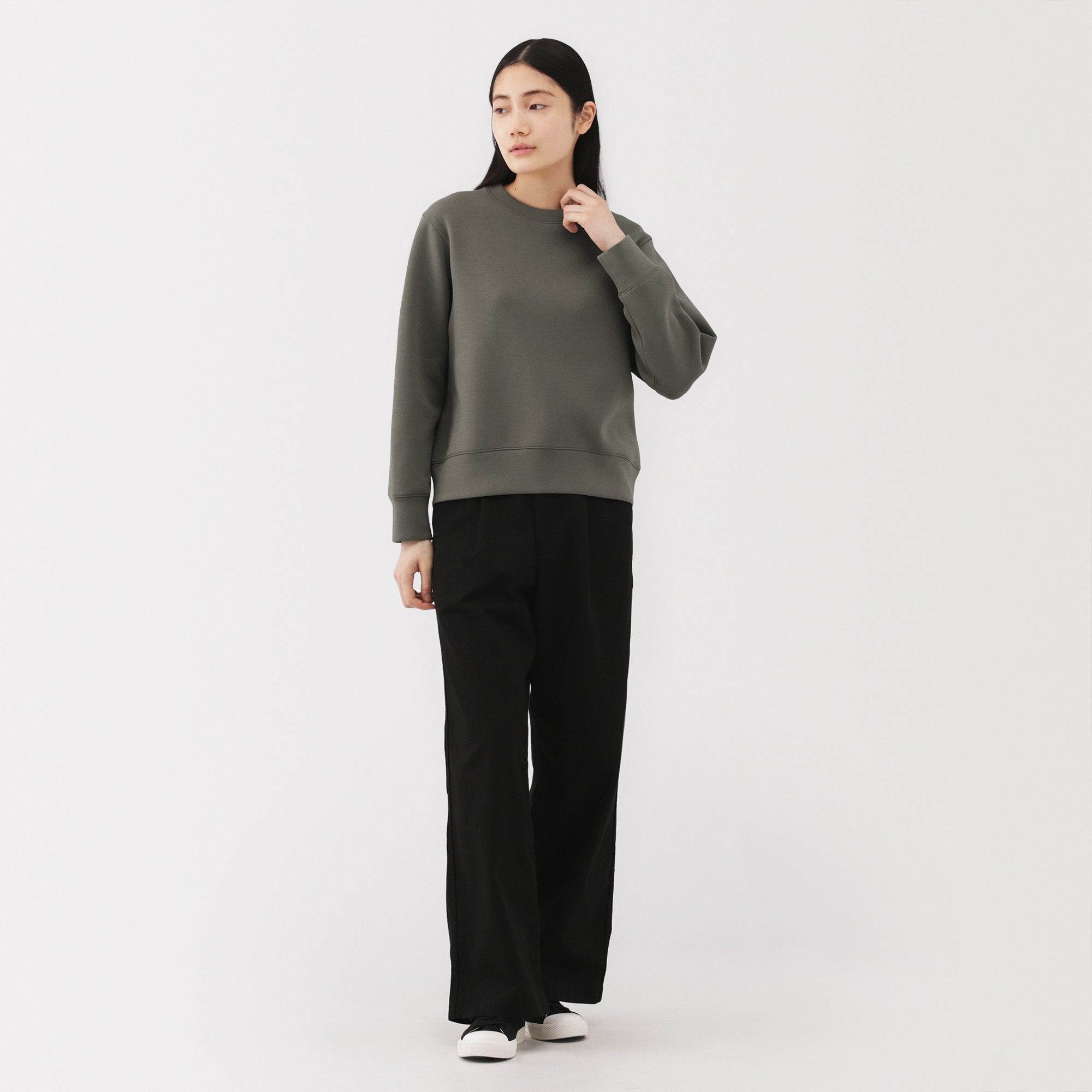 W's Double knitted crew neck sweatshirt(OS)