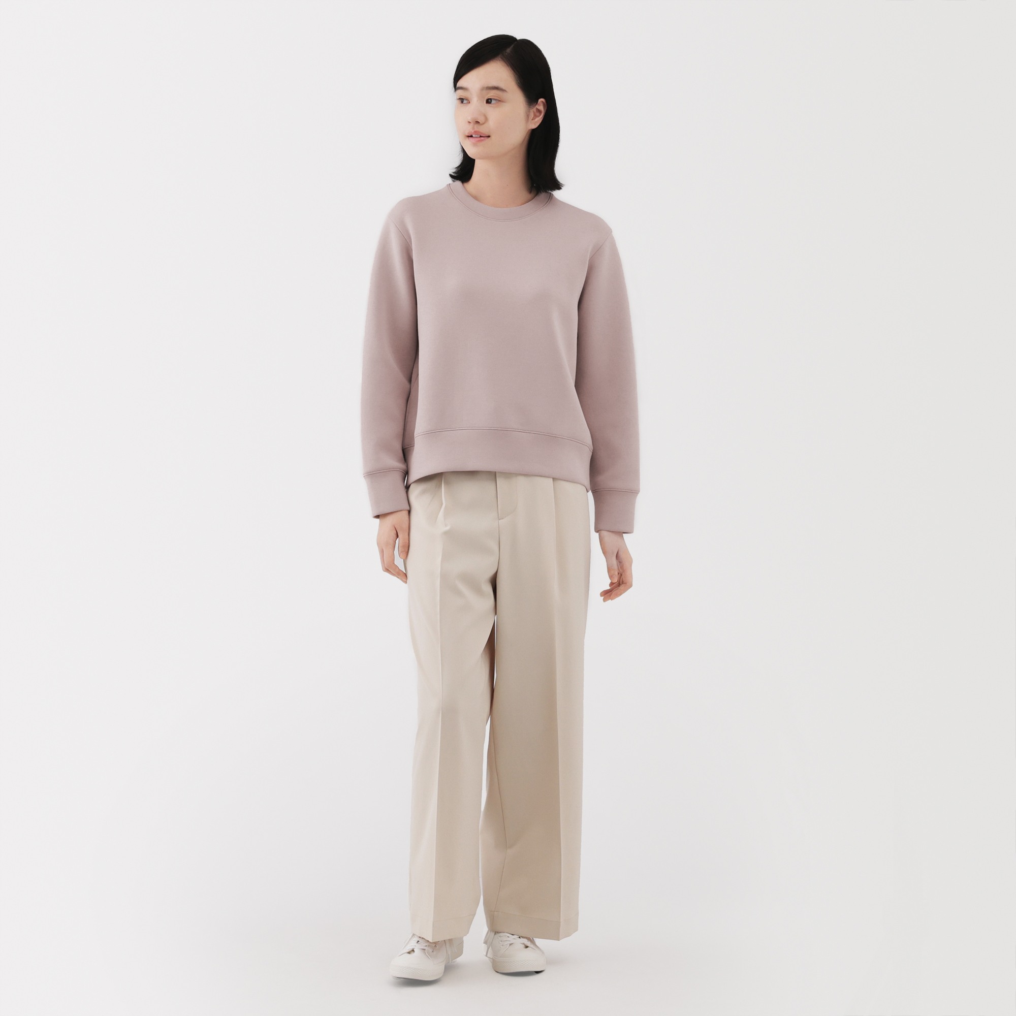 W's Double knitted crew neck sweatshirt(OS)