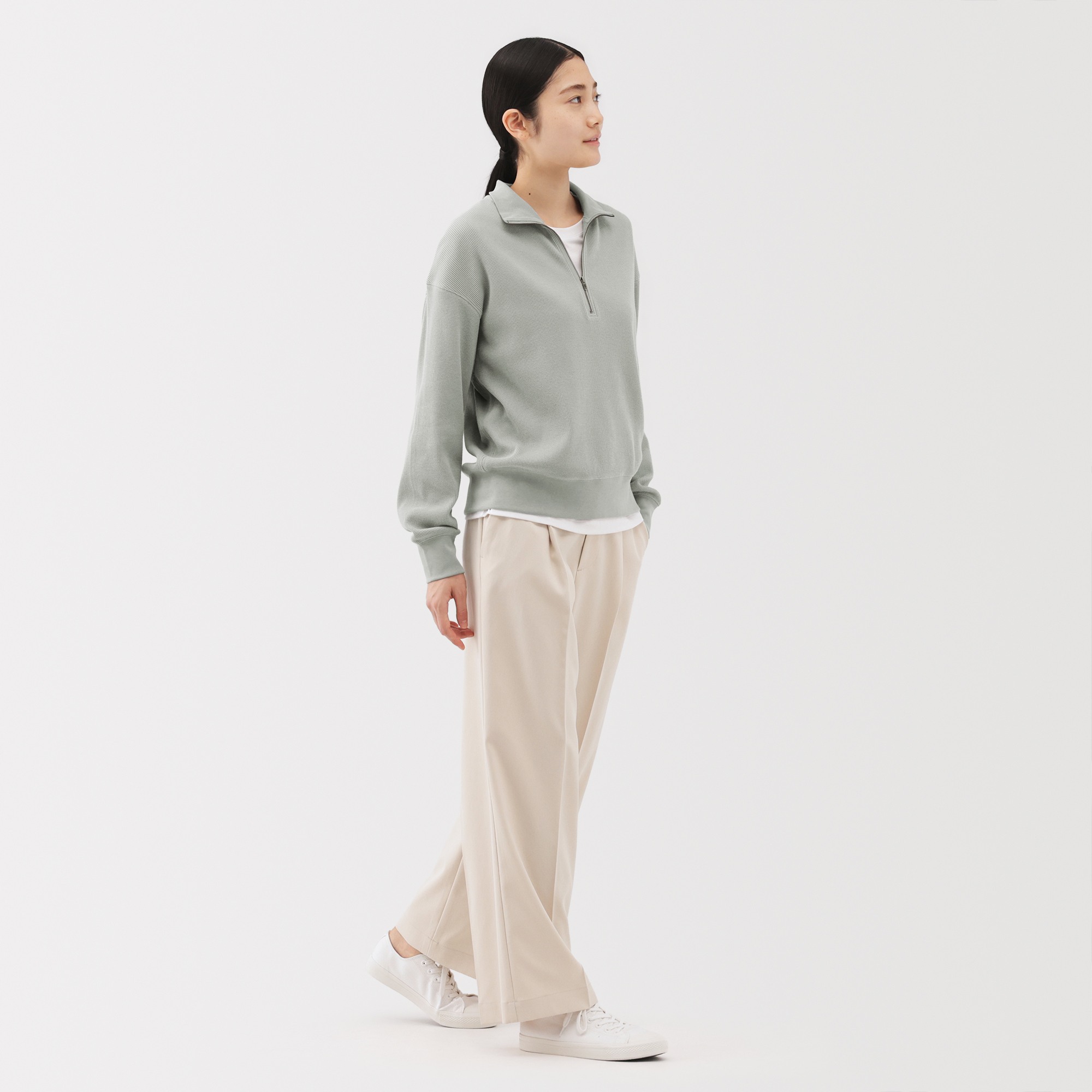 MUJI | W's Waffle half-zip pullover