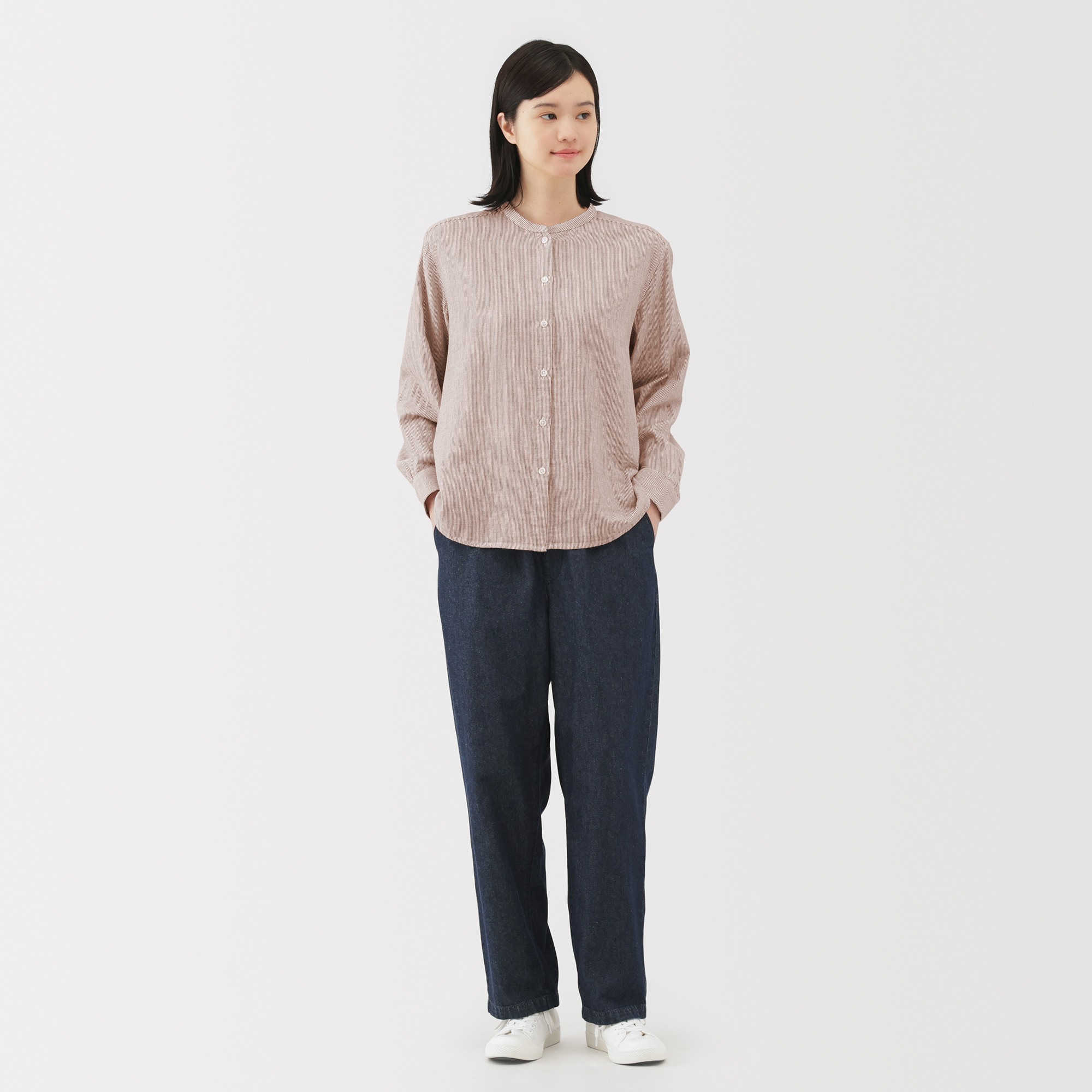 W's kapok blended double gauze L/Slv blouse