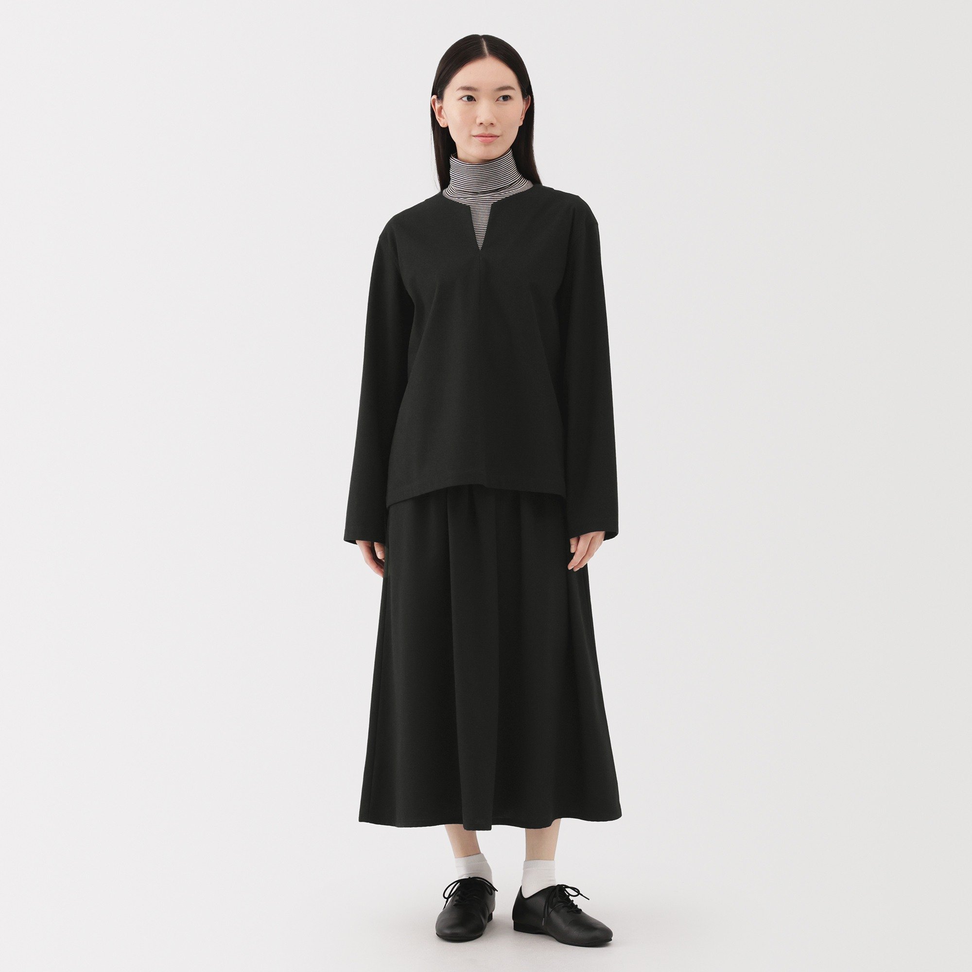 W's Stretch brushed Pullover L/S blouse