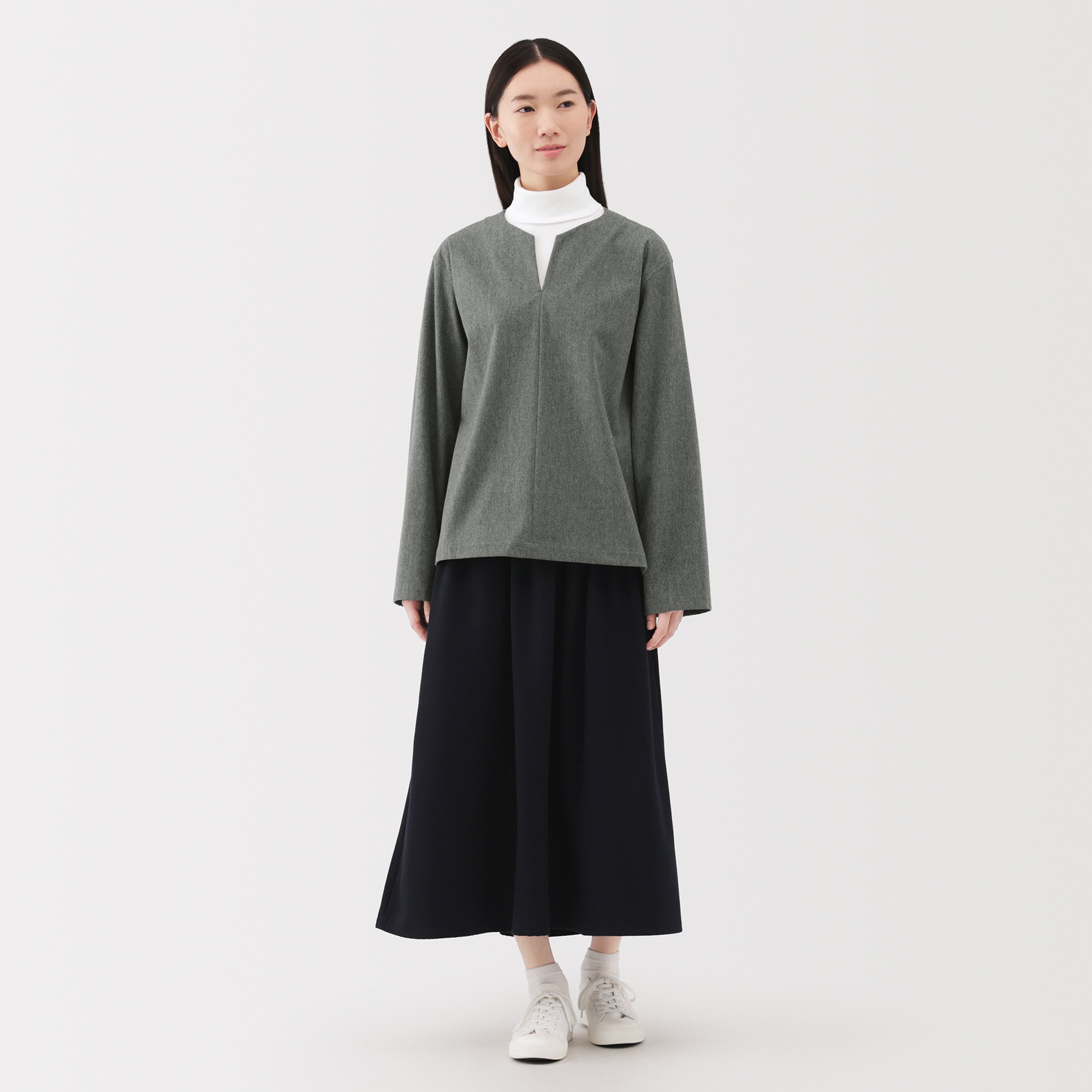 W's Stretch brushed Pullover L/S blouse