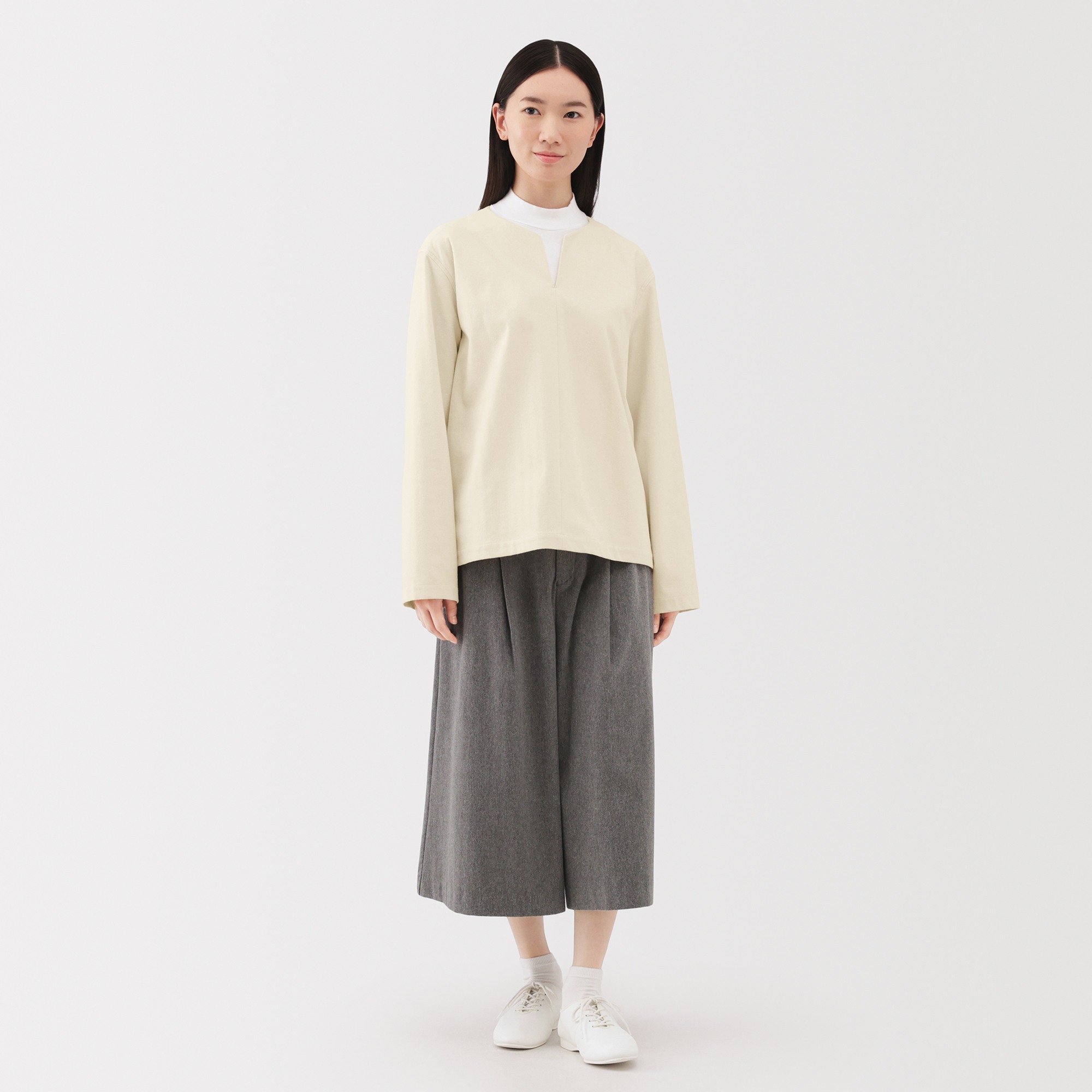 W's Stretch brushed Pullover L/S blouse