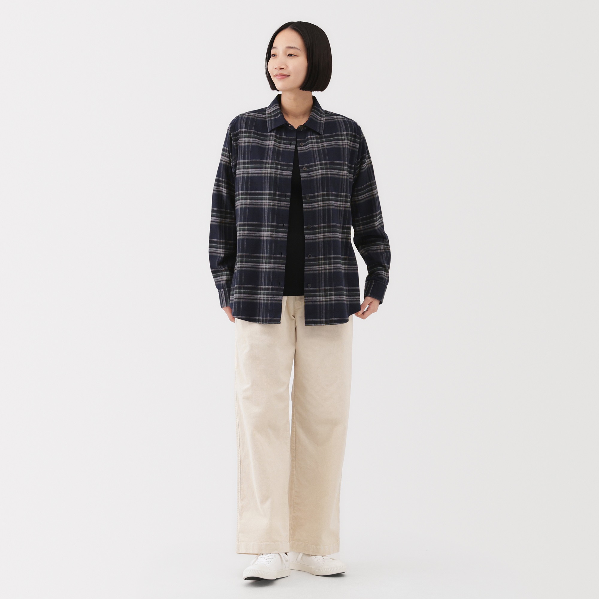 W's Double-brushed flannel regular collar L/Slv shirt