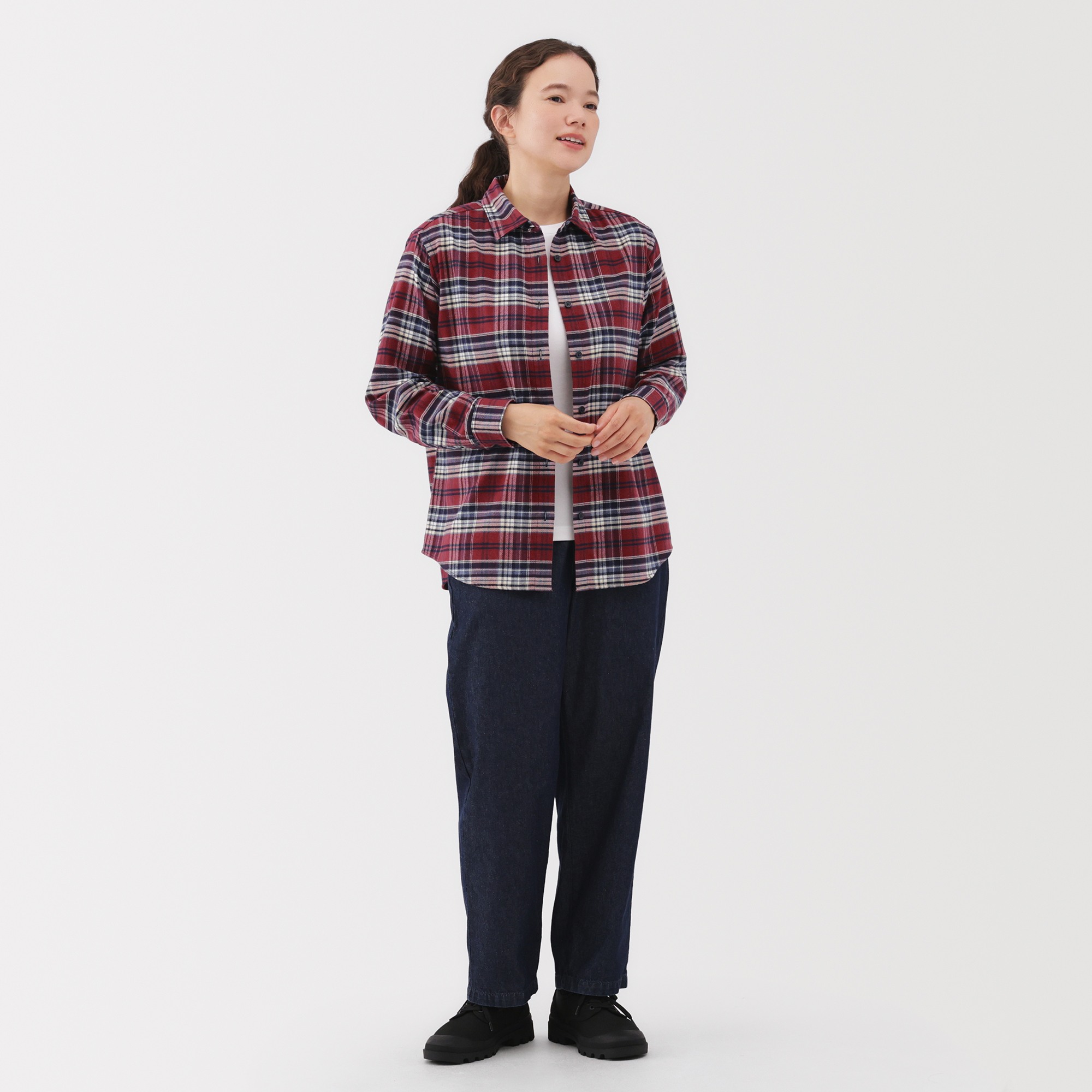W's Double-brushed flannel regular collar L/Slv shirt