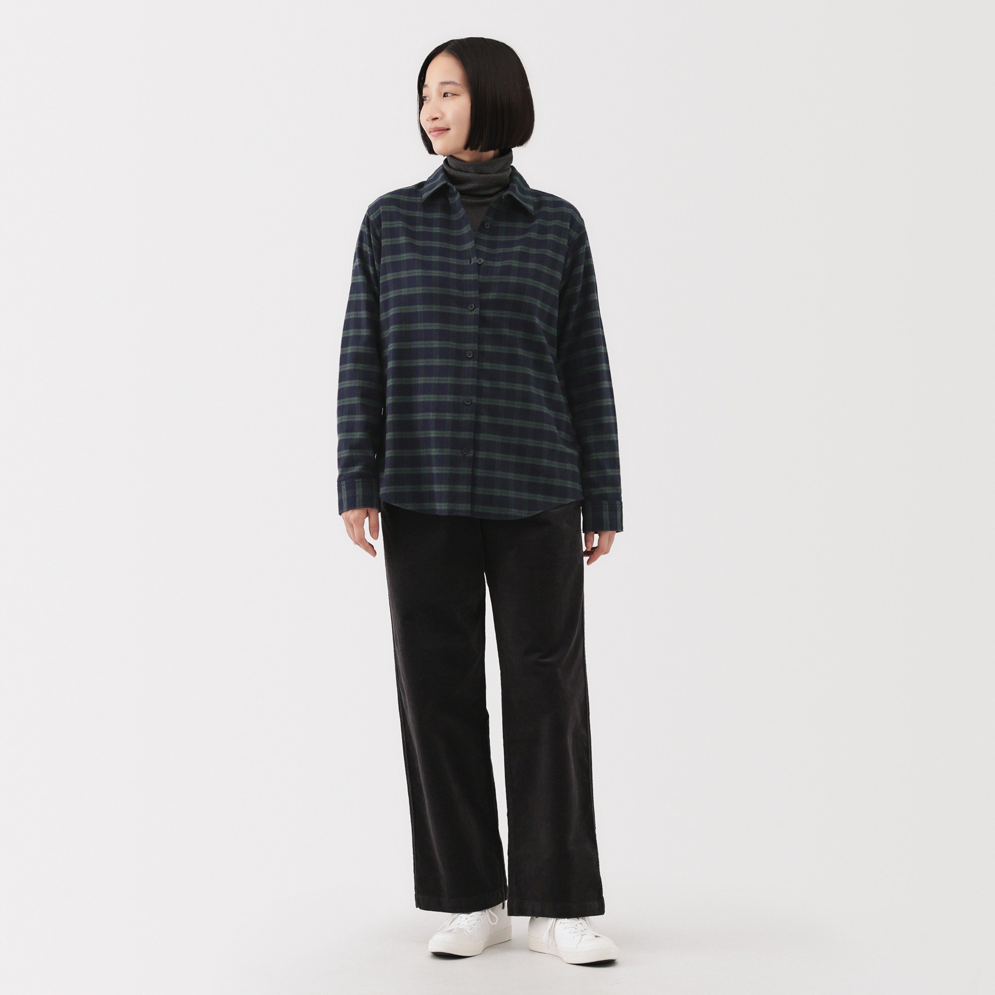 W's Double-brushed flannel regular collar L/Slv shirt