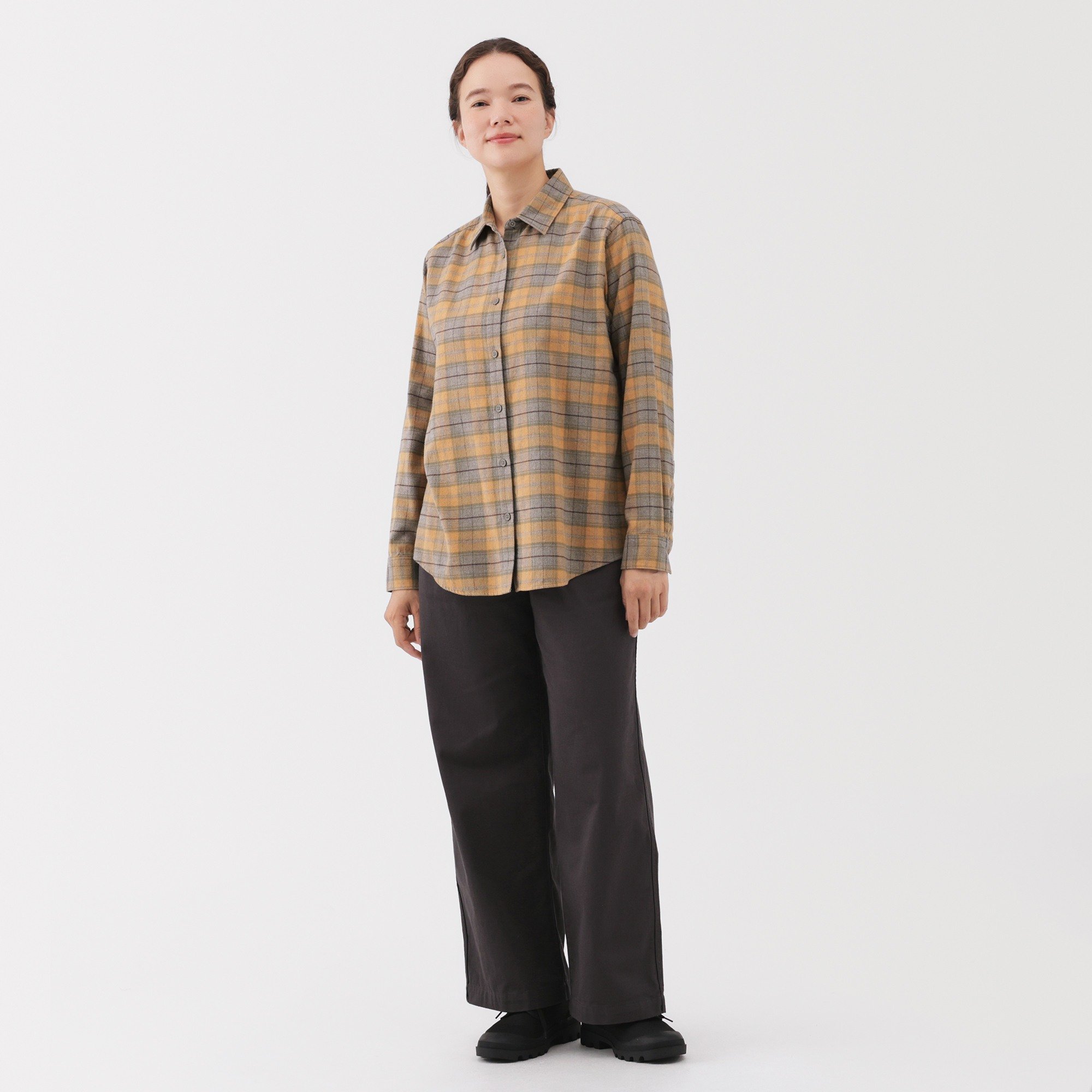 W's Double-brushed flannel regular collar L/Slv shirt