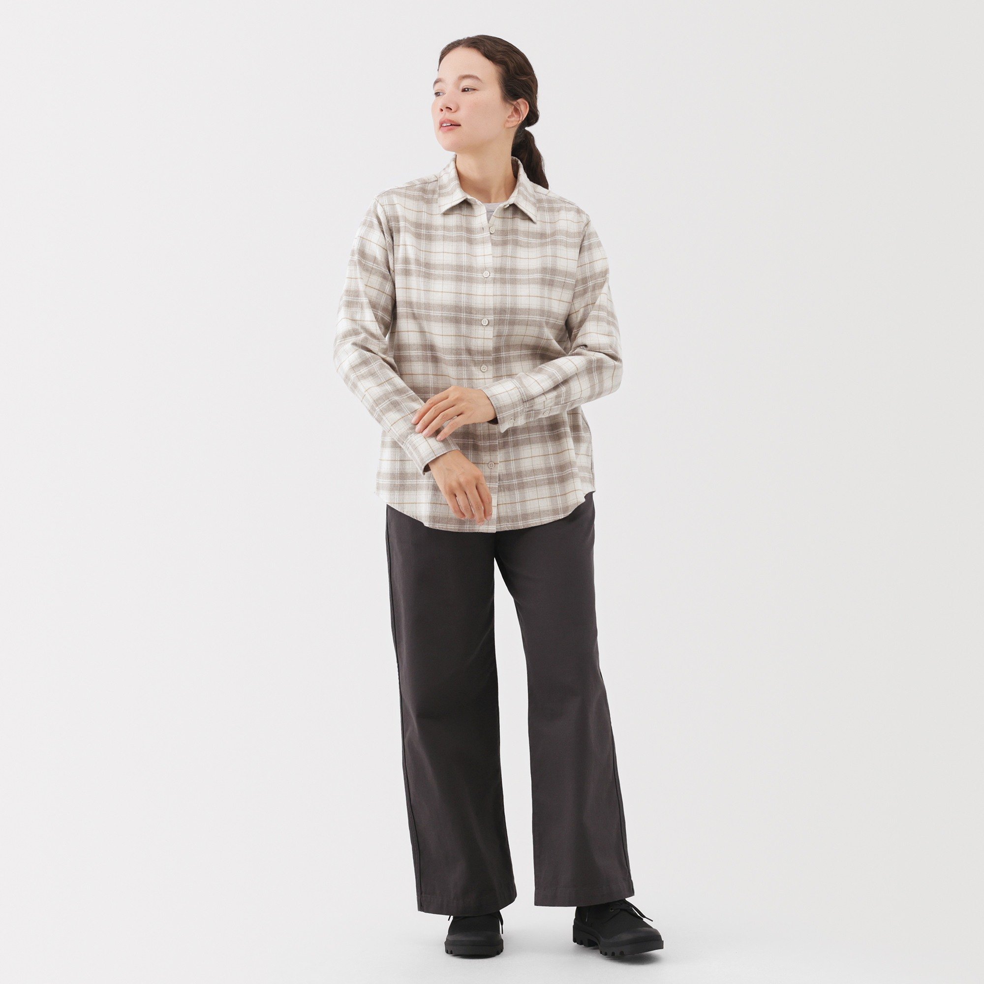 W's Double-brushed flannel regular collar L/Slv shirt