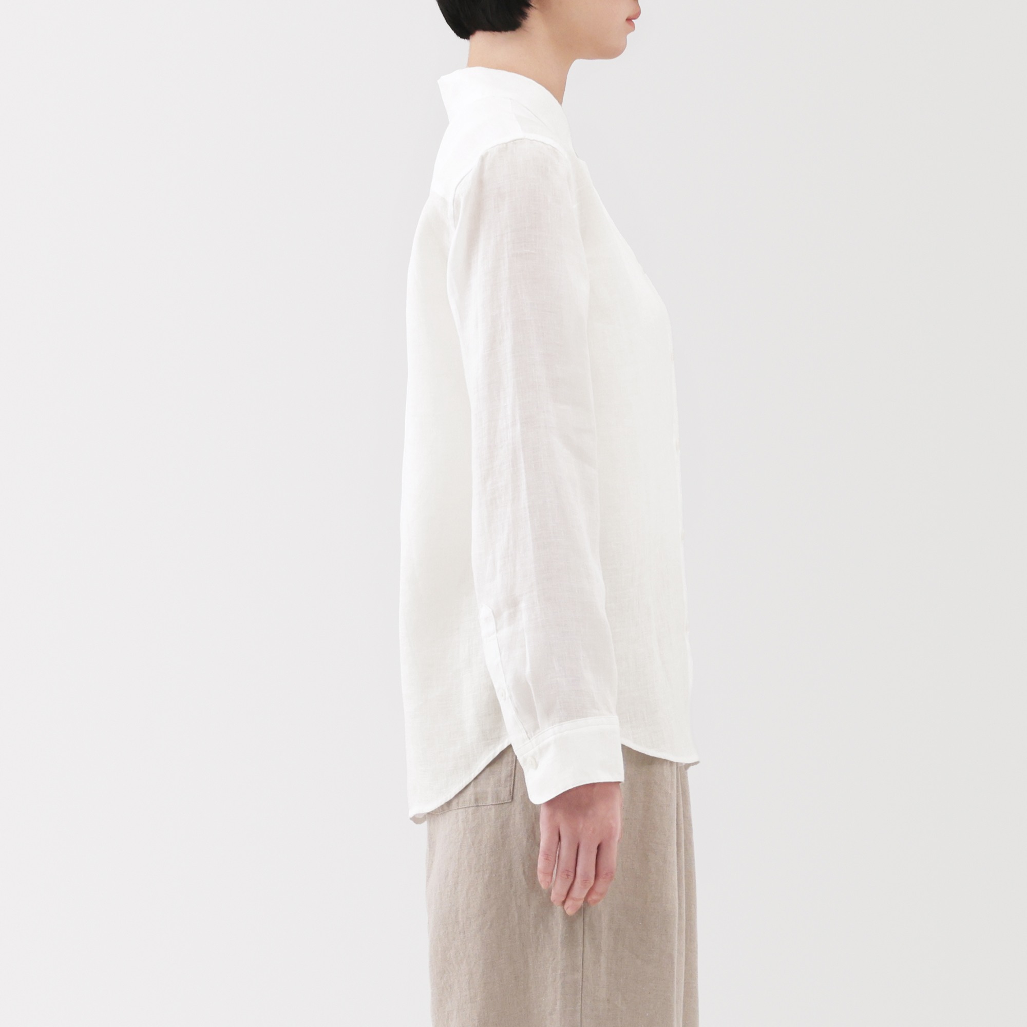 W's Washed linen Regular collar L/S shirt (ASEAN)