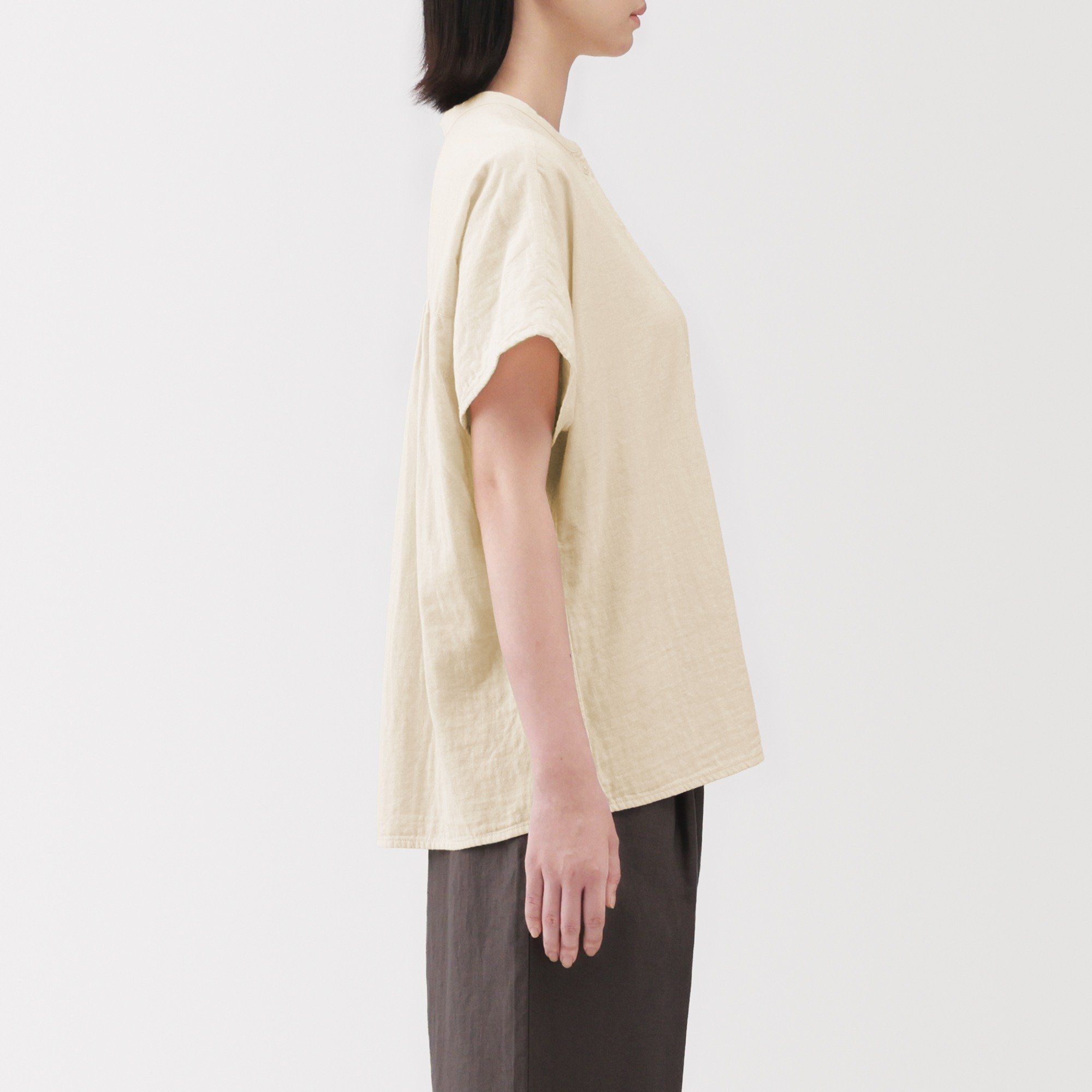 W's kapok blended double gauze 1/2 sleeve blouse  (OS)