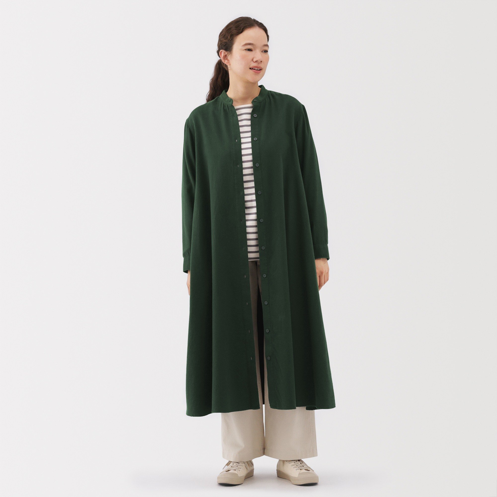 W's Double-brushed flannel stand collar L/Slv dress