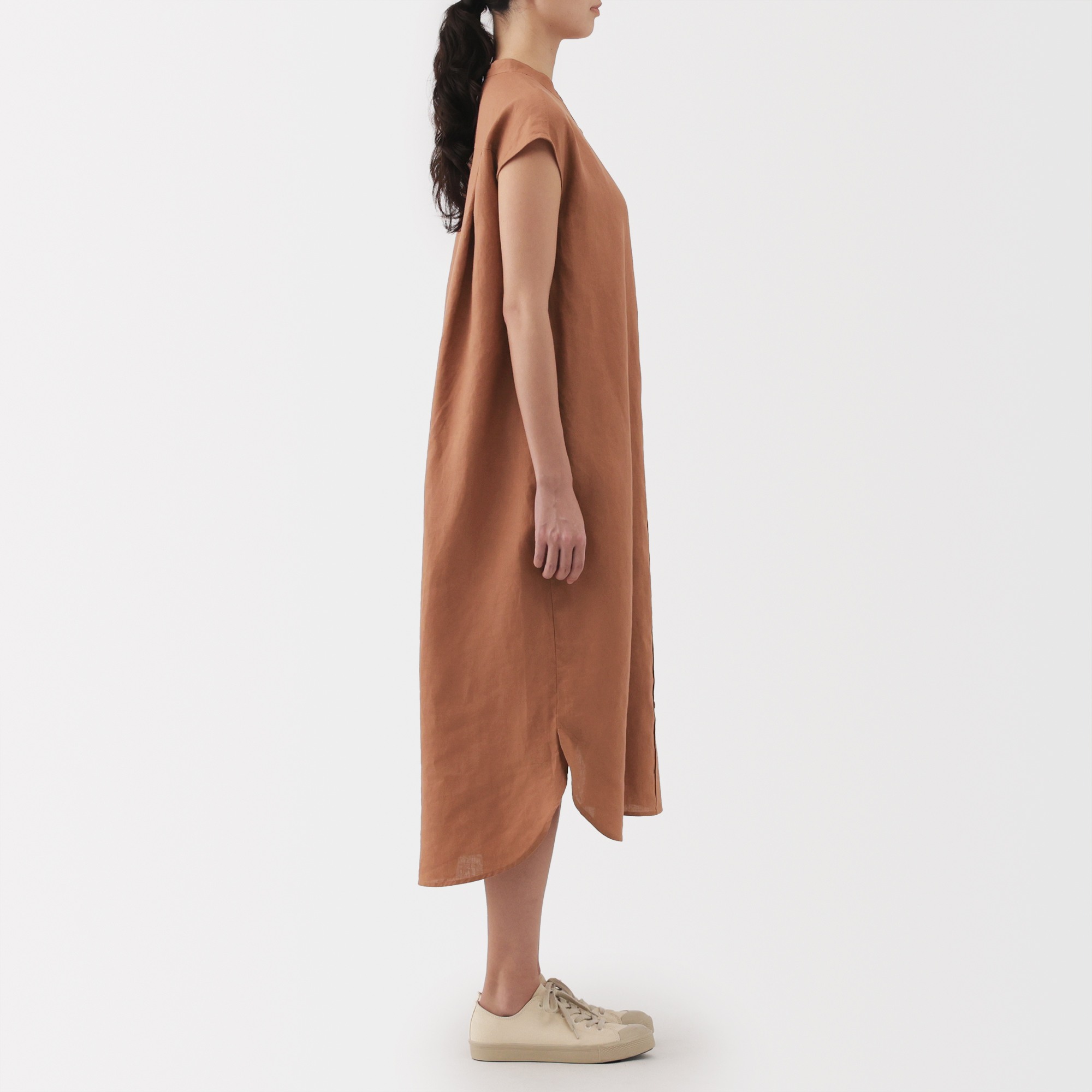 W's Washed linen French sleeve dress (ASEAN)