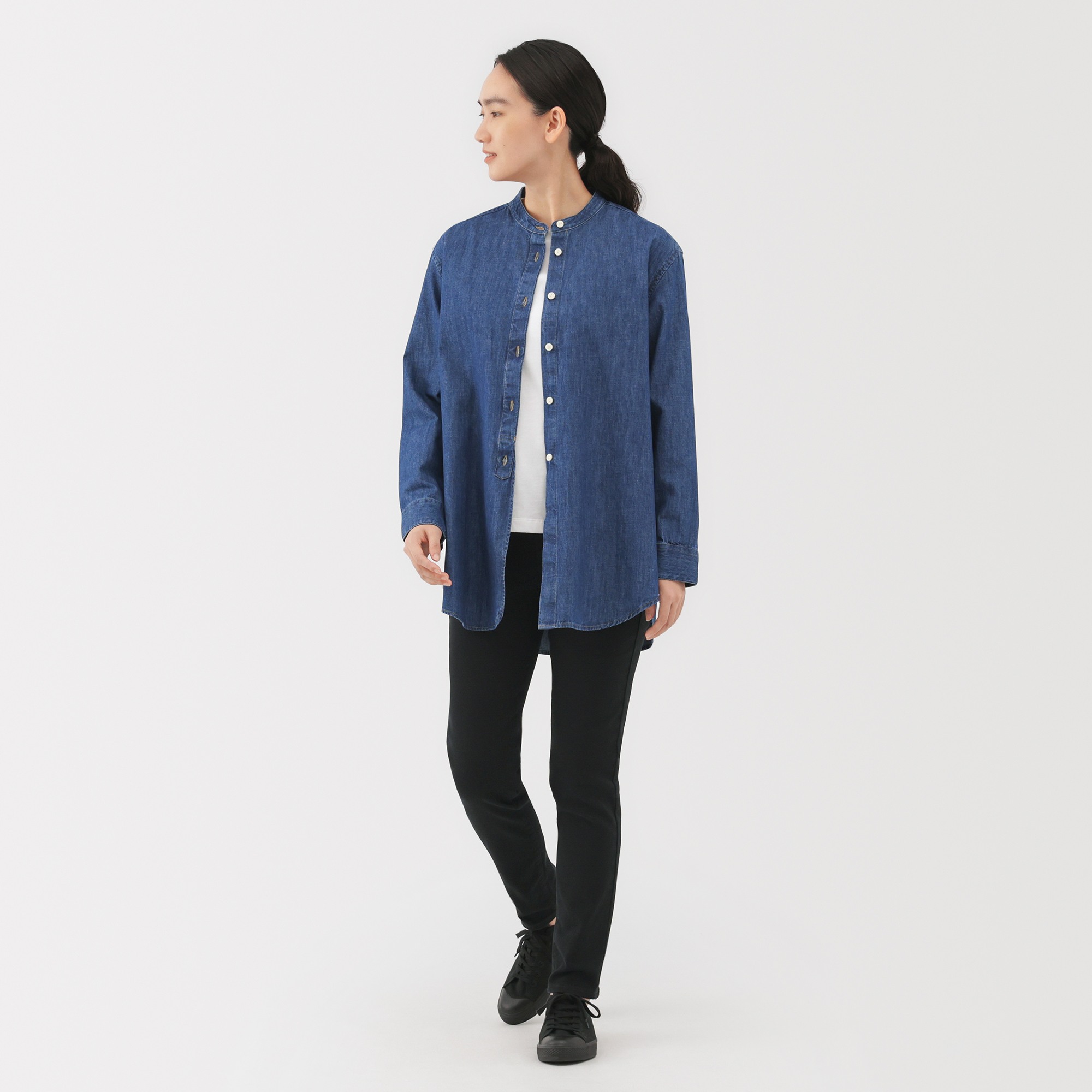 W's stretch denim slim-fit pants black