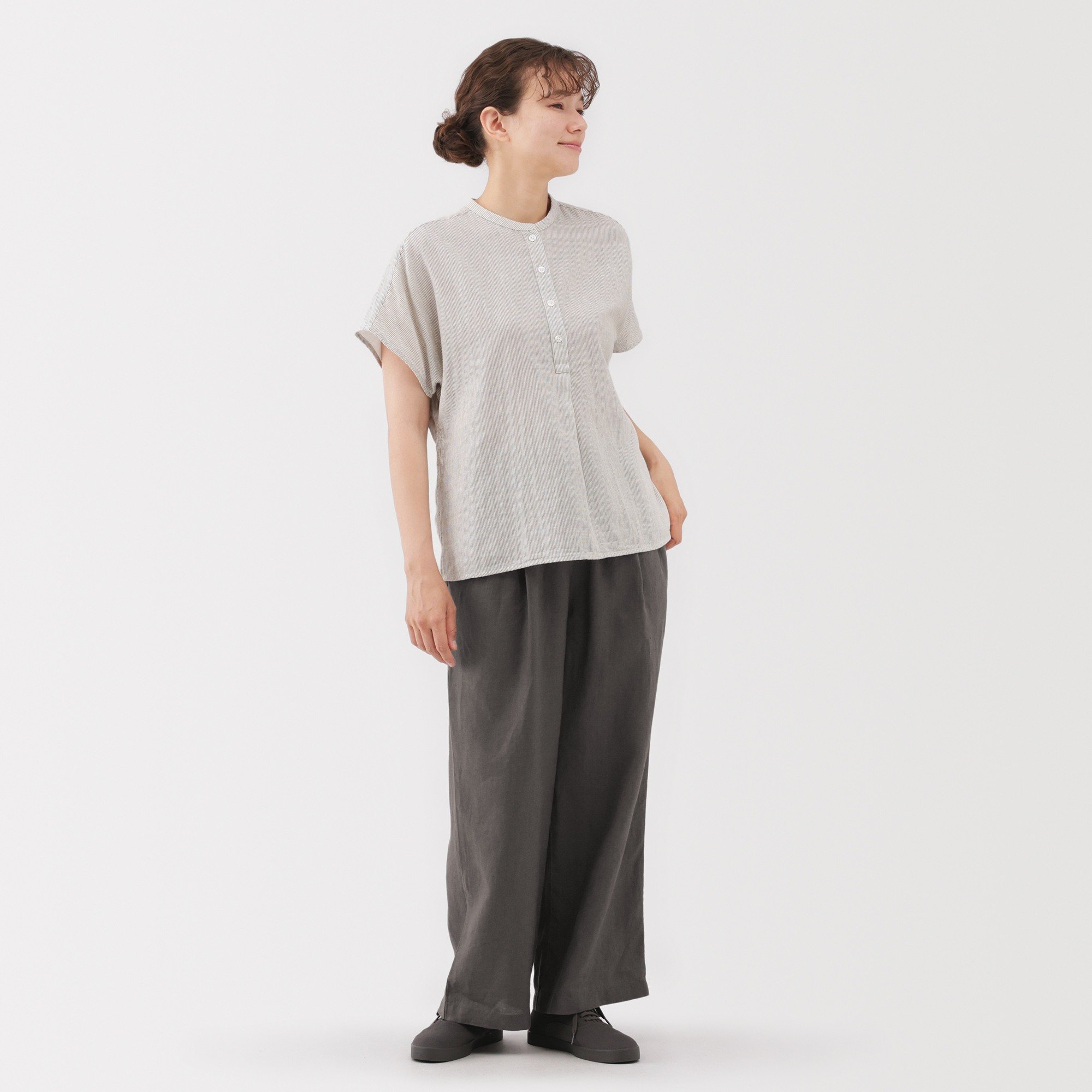 W's washed linen easy wide pants(ASEAN)
