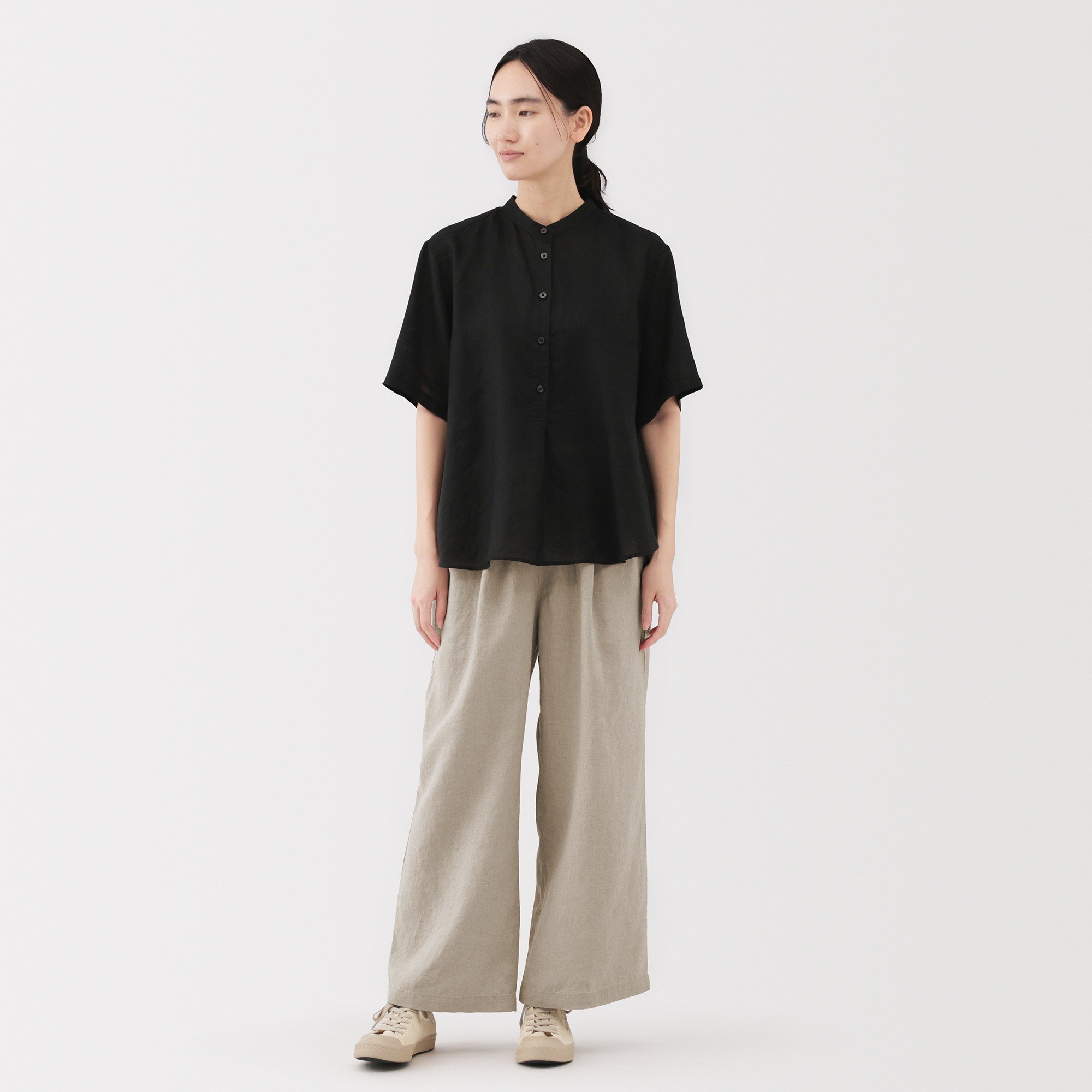 W's washed linen easy wide pants(ASEAN)