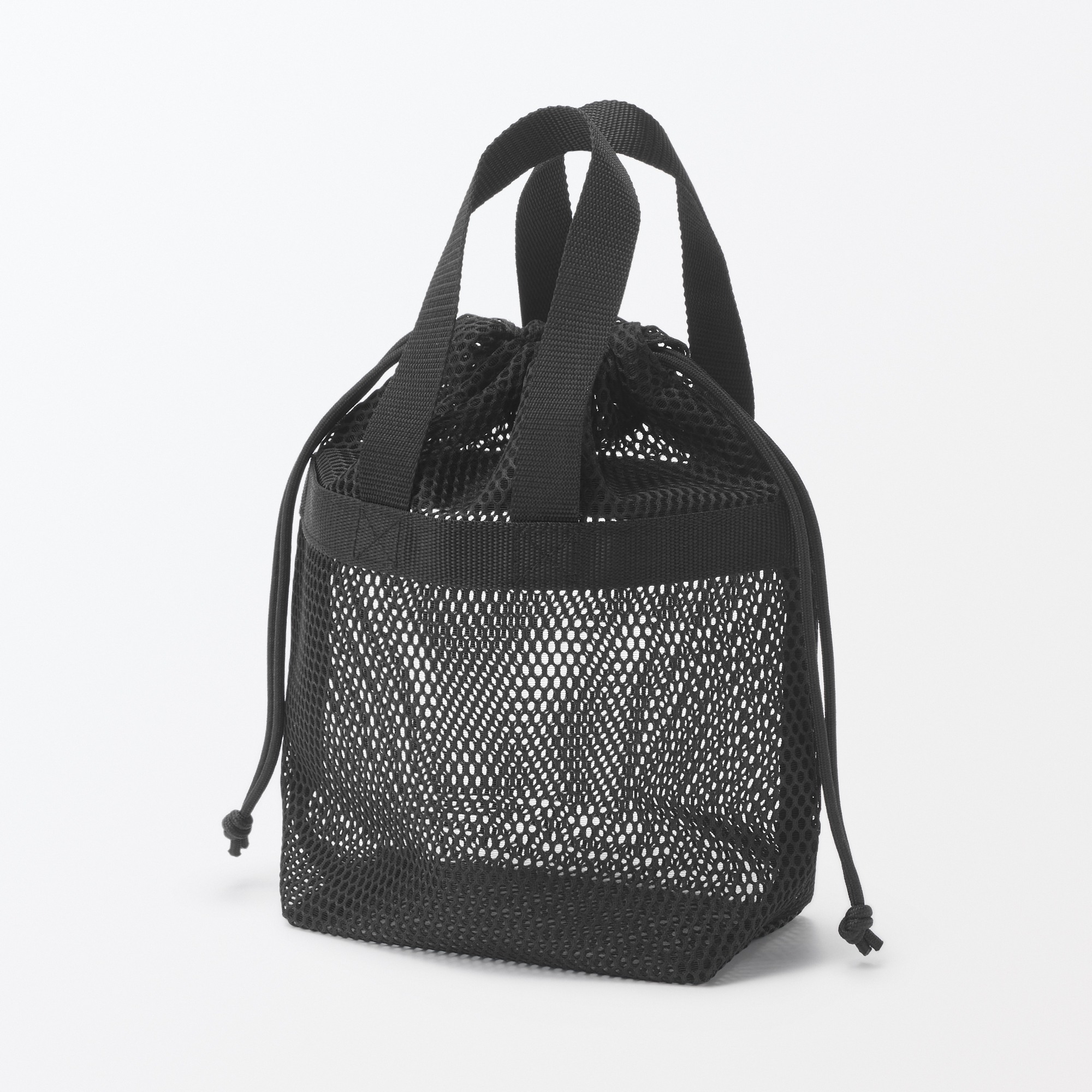 Gusset mesh Drawstring bag with handle