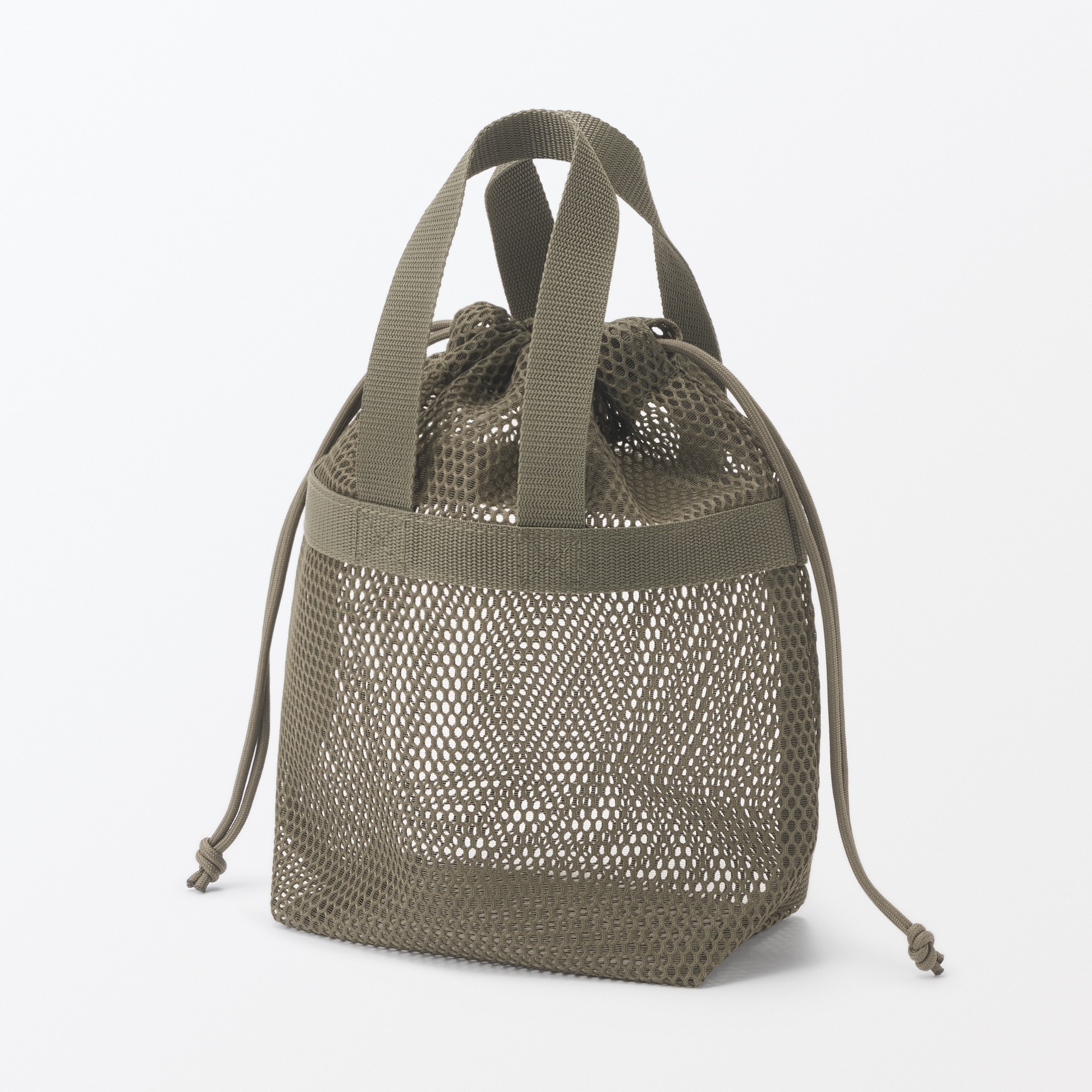 Gusset mesh Drawstring bag with handle