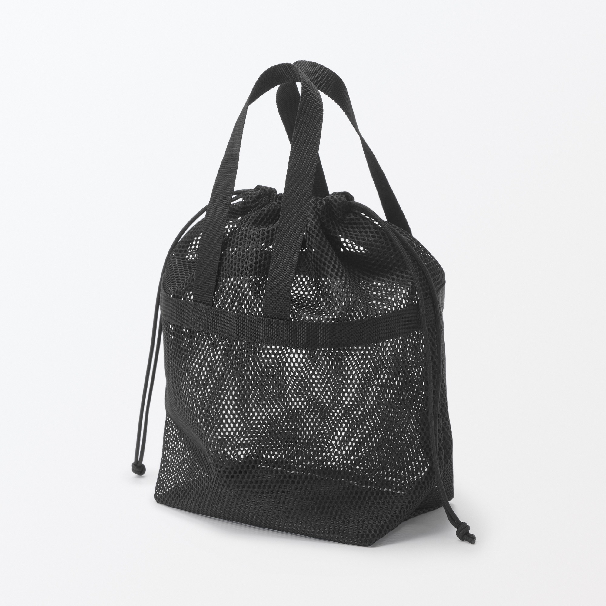 Gusset mesh Drawstring bag with handle