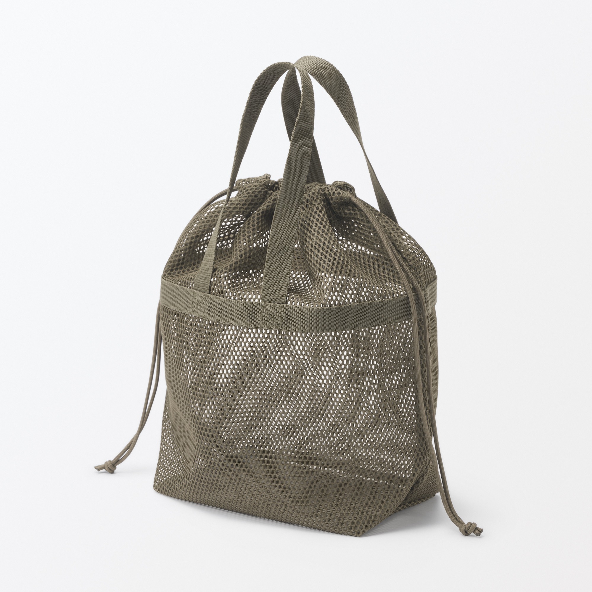 Gusset mesh Drawstring bag with handle