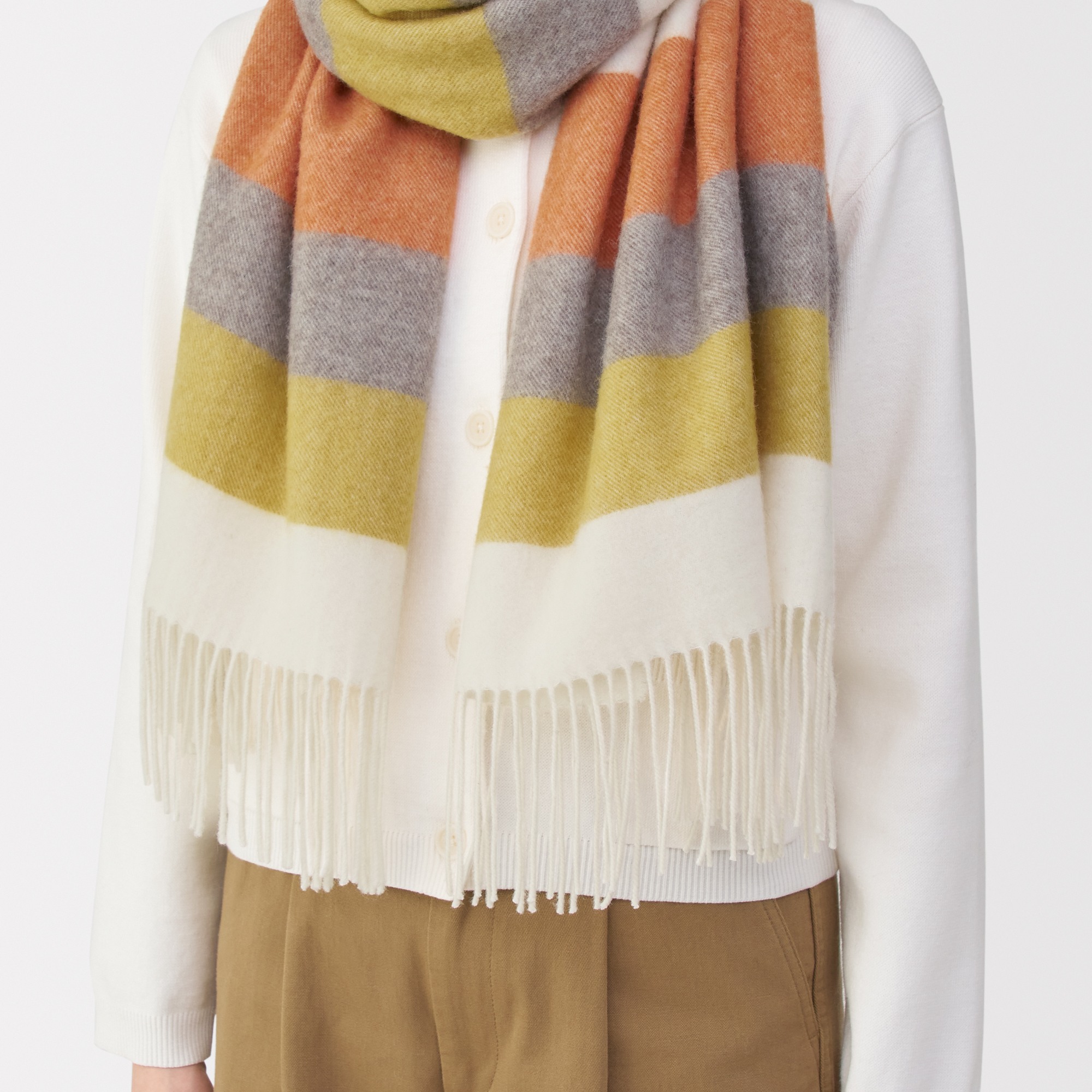 Fluffy wool Large Stole (stripe)(CN)