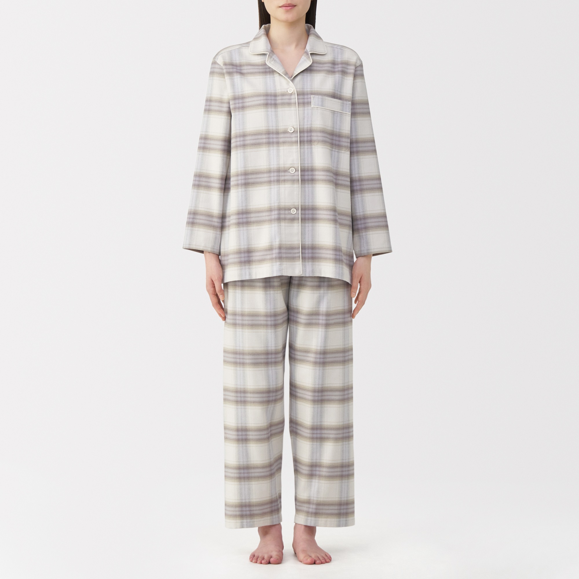 W's Side seamless flannel pajamas(L/Slv)