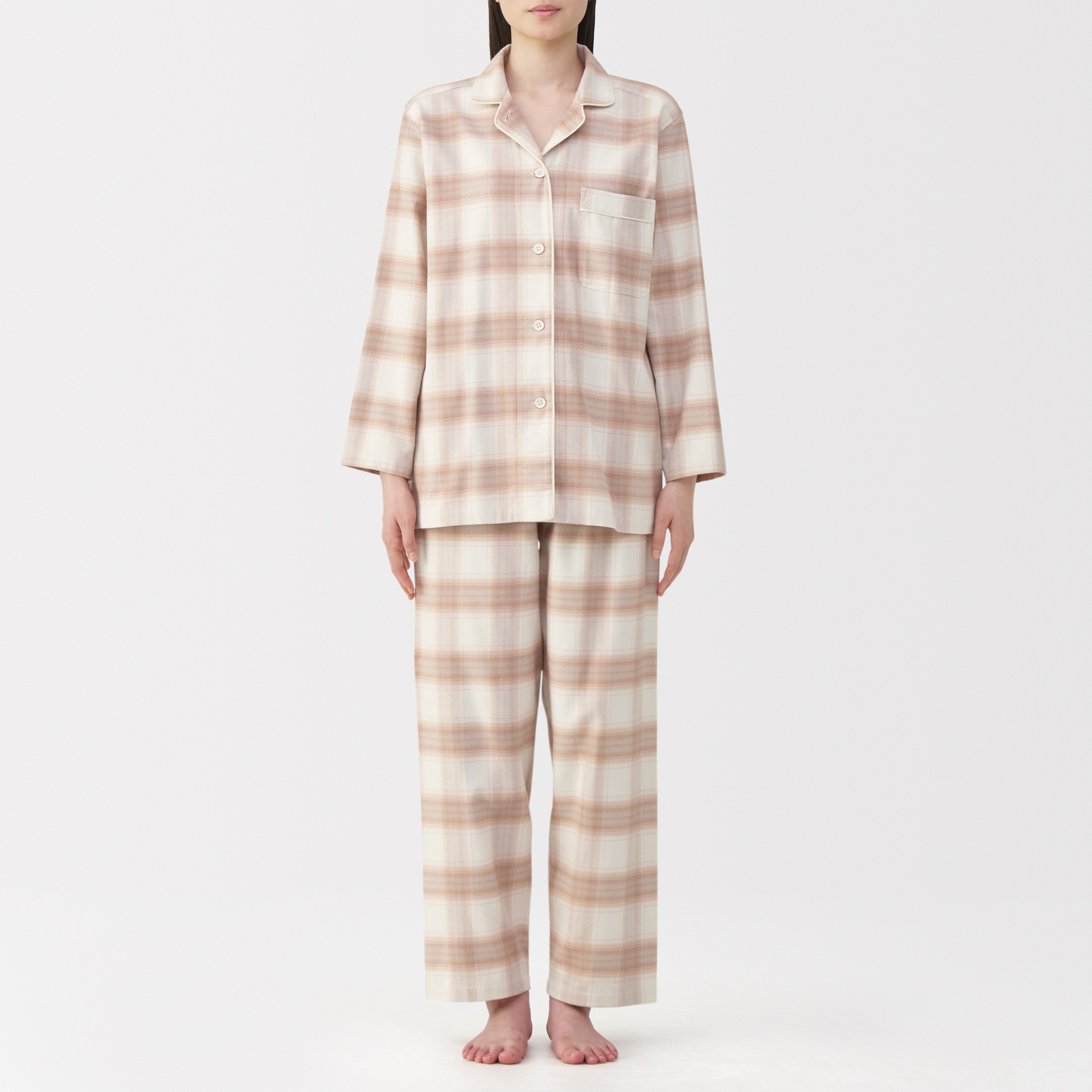 W's Side seamless flannel pajamas(L/Slv)