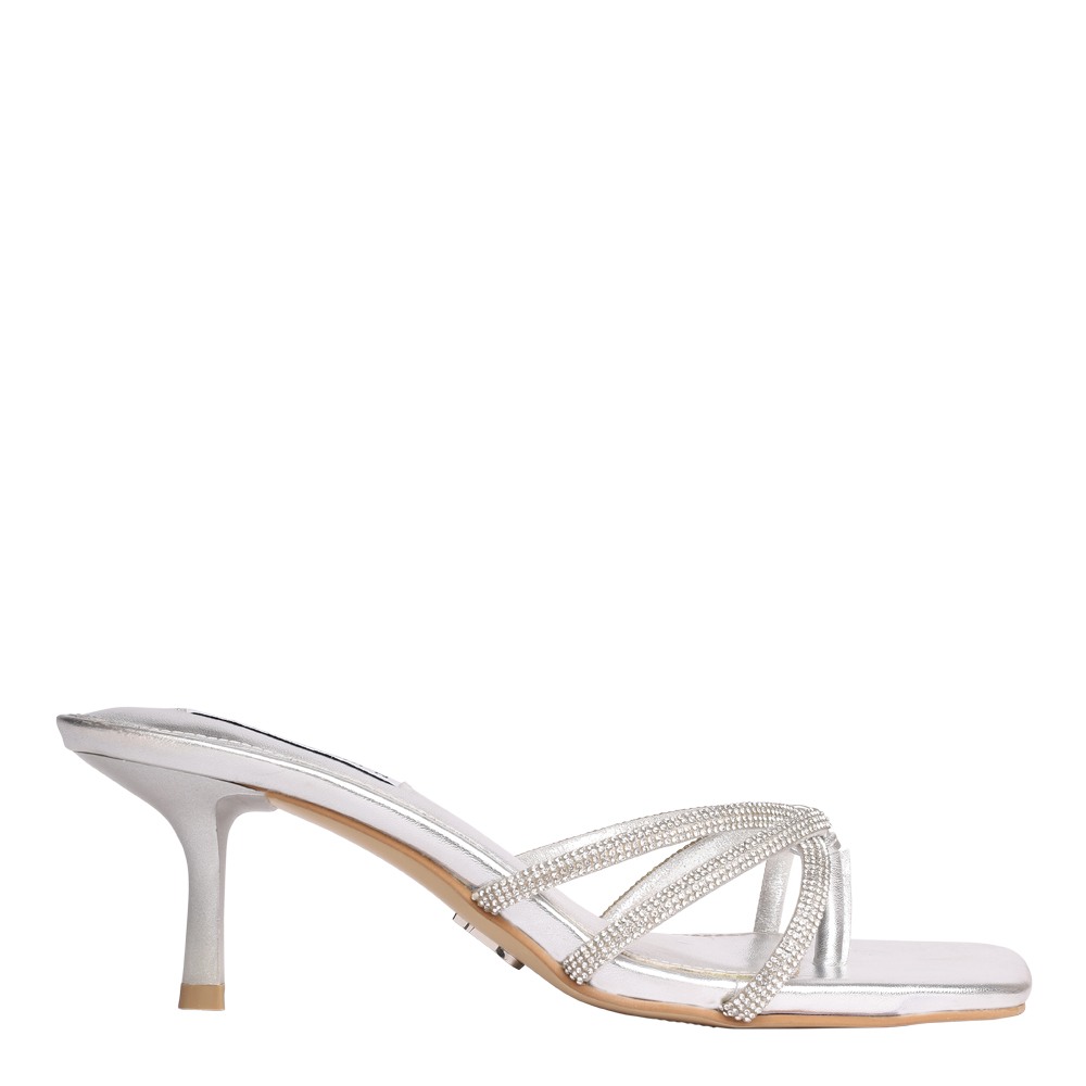 Aziza-In Silver Heels Sandals