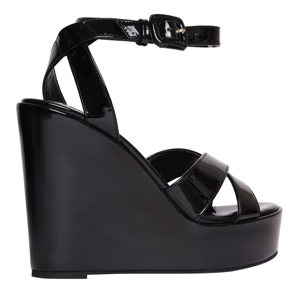 Pinnacle-In Black Patent Wedge