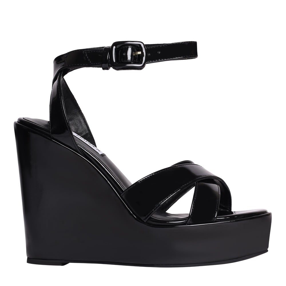 Pinnacle-In Black Patent Wedge