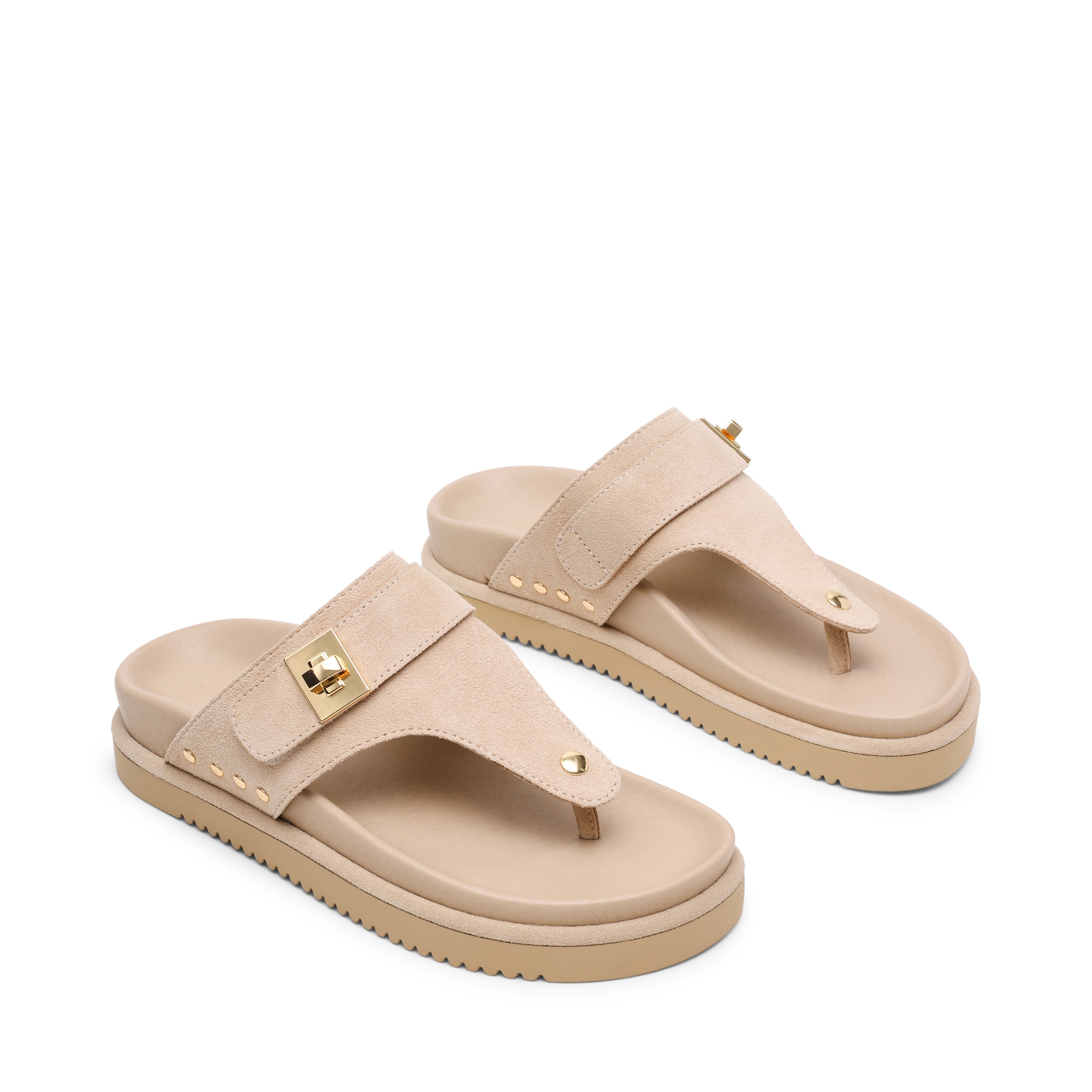 Thona-In Sand Suede Flat Sandals
