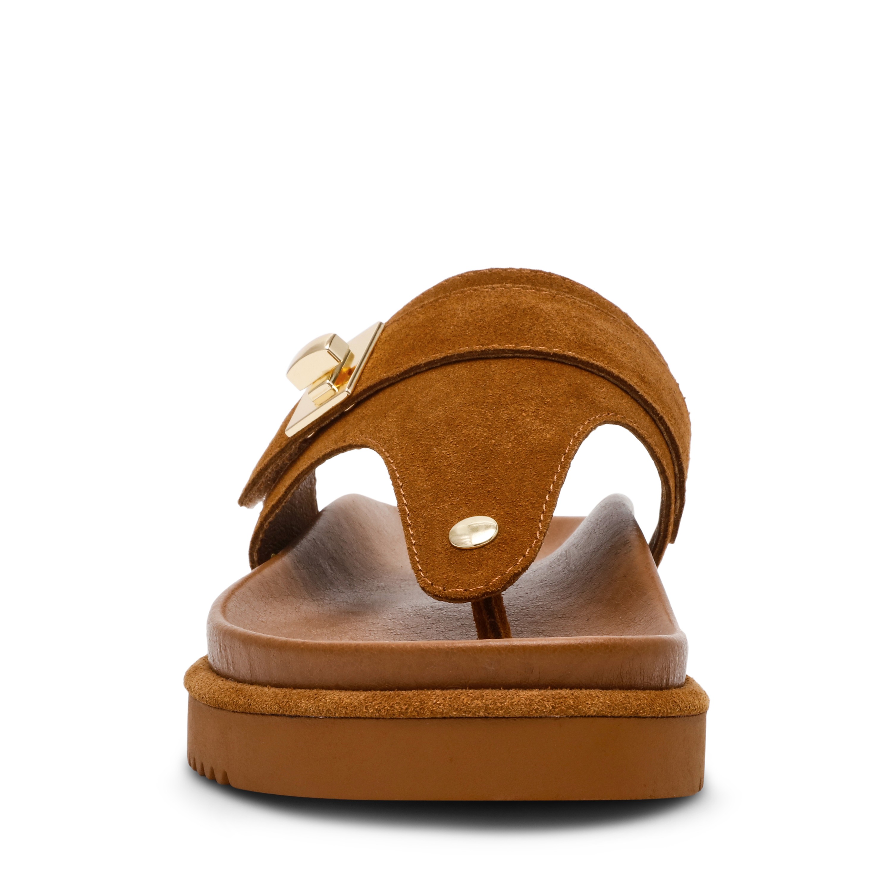 Thona-In Chestnut Suede Flat Sandals