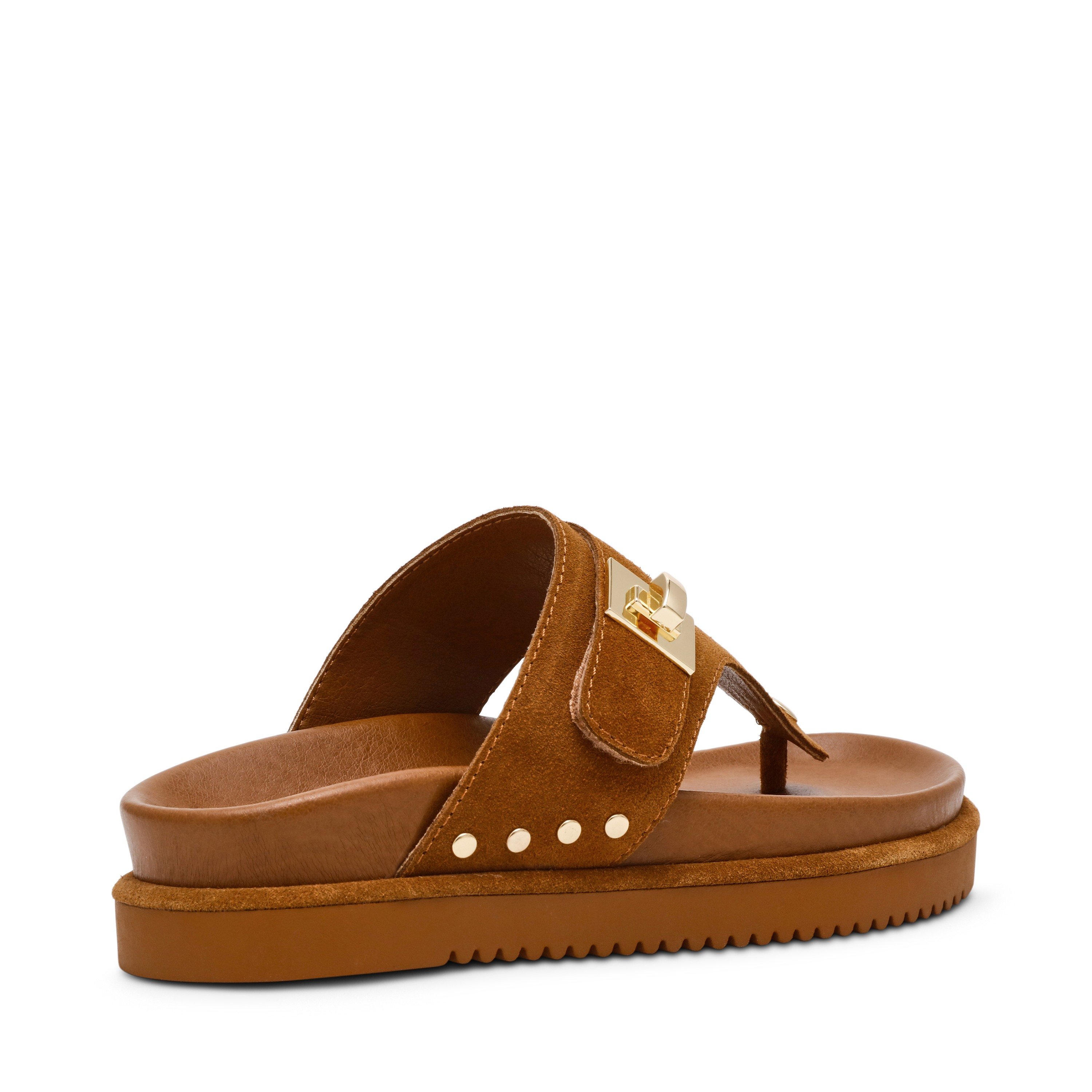 Thona-In Chestnut Suede Flat Sandals