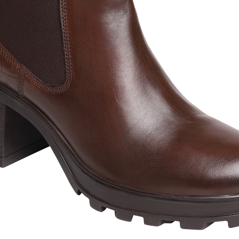 Haislee Brown Leather Boots