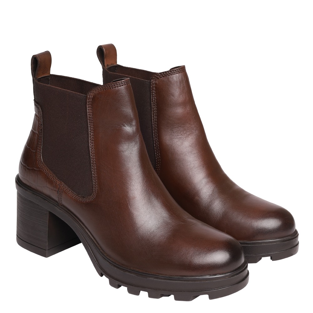 Haislee Brown Leather Boots