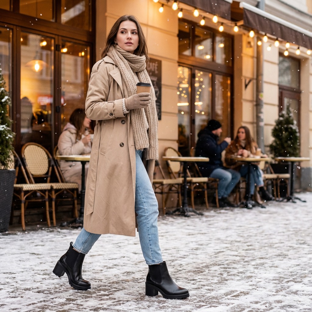 Haislee Black Leather Boots