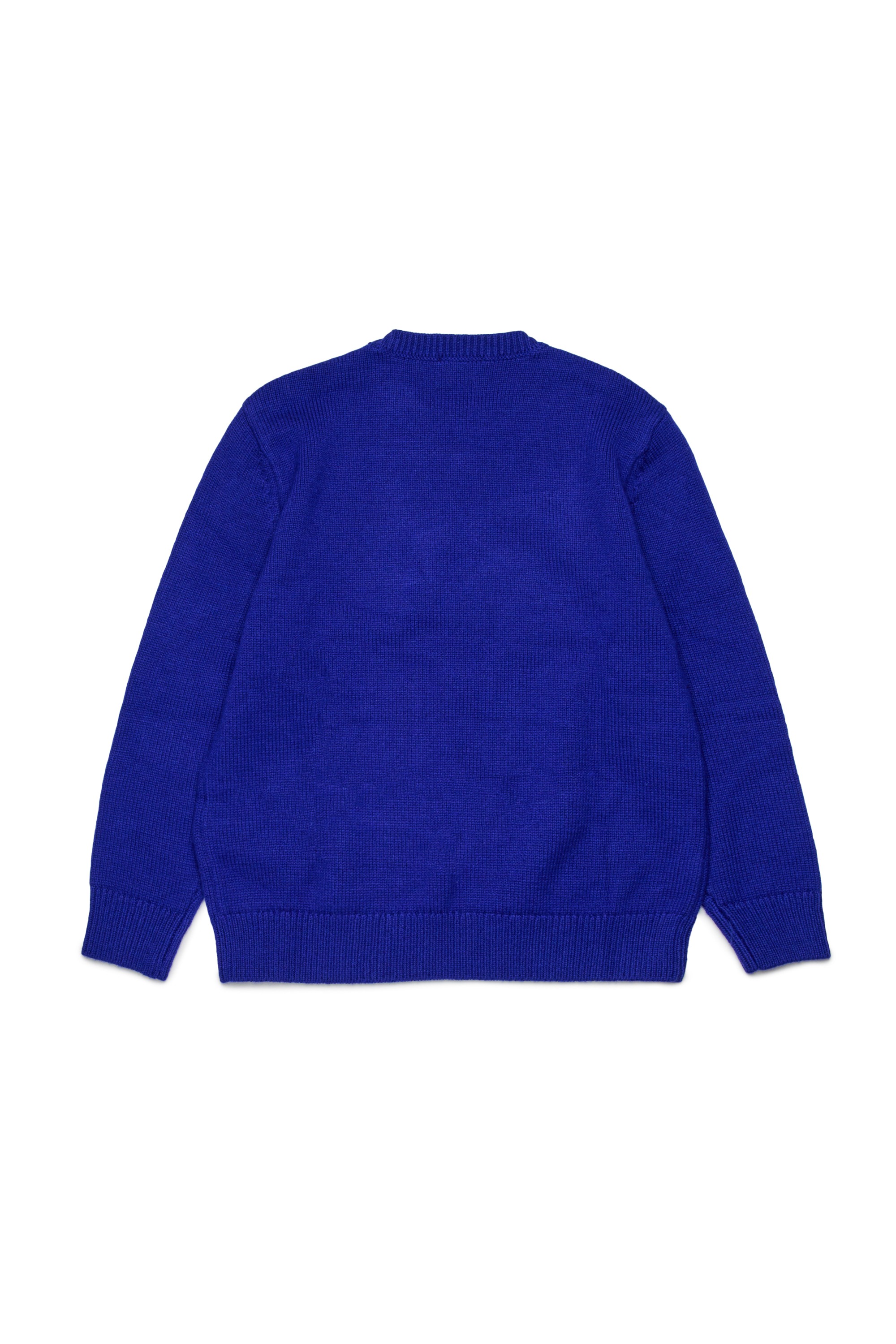 Blue Crewneck wool blend sweater with print