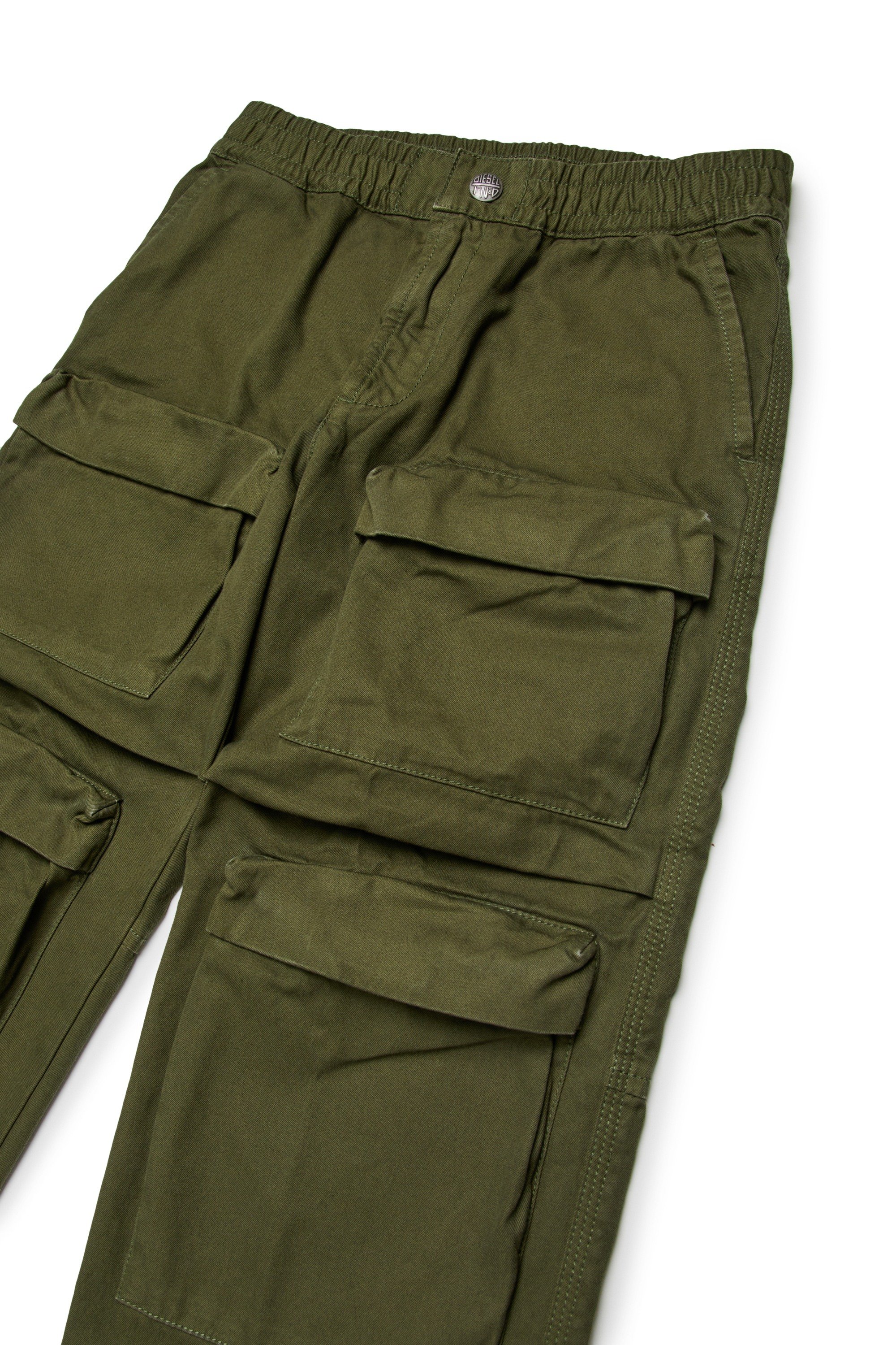 Green Cotton cargo pants with multiple pockets