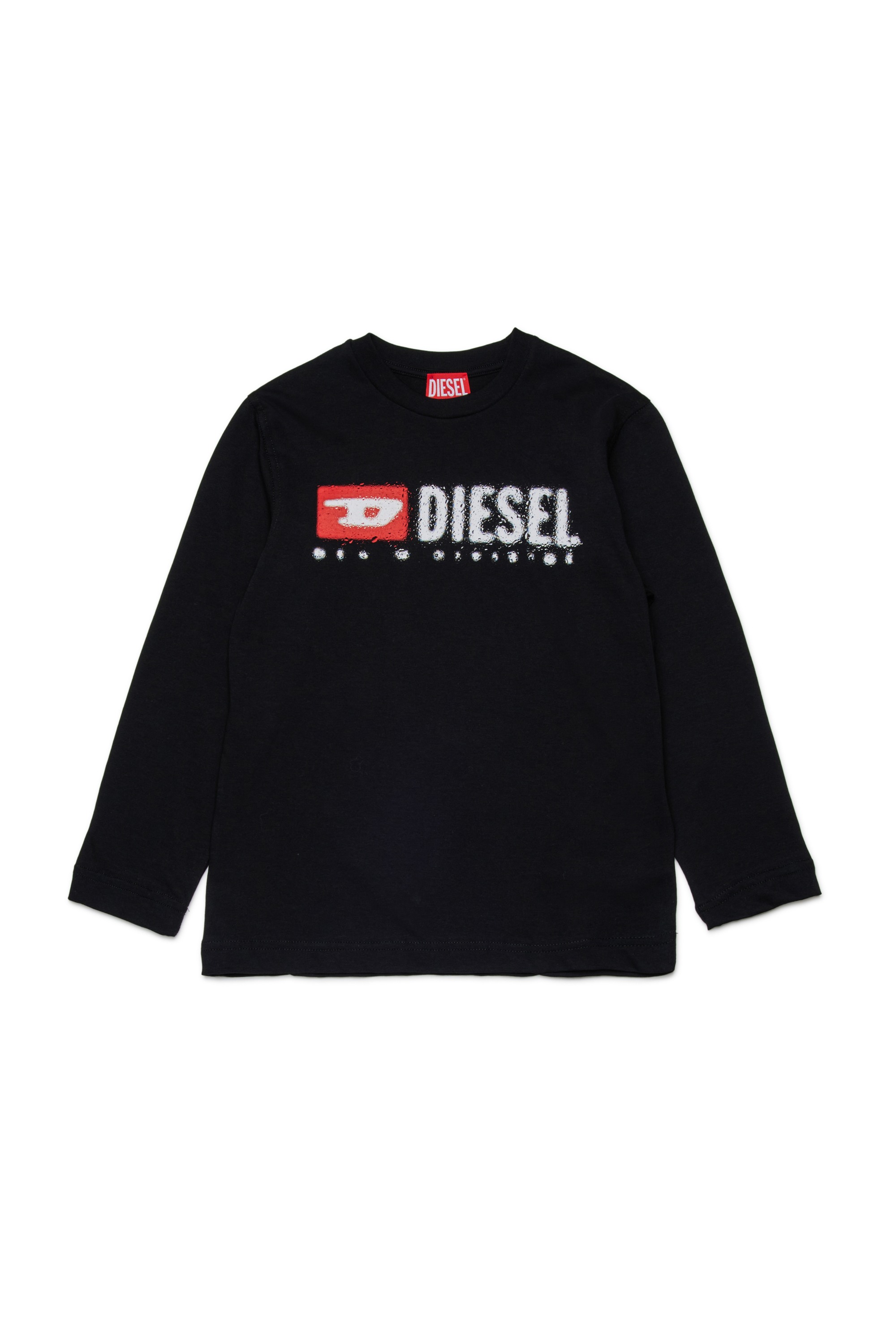 Black Cotton crew neck T-shirt with logo print