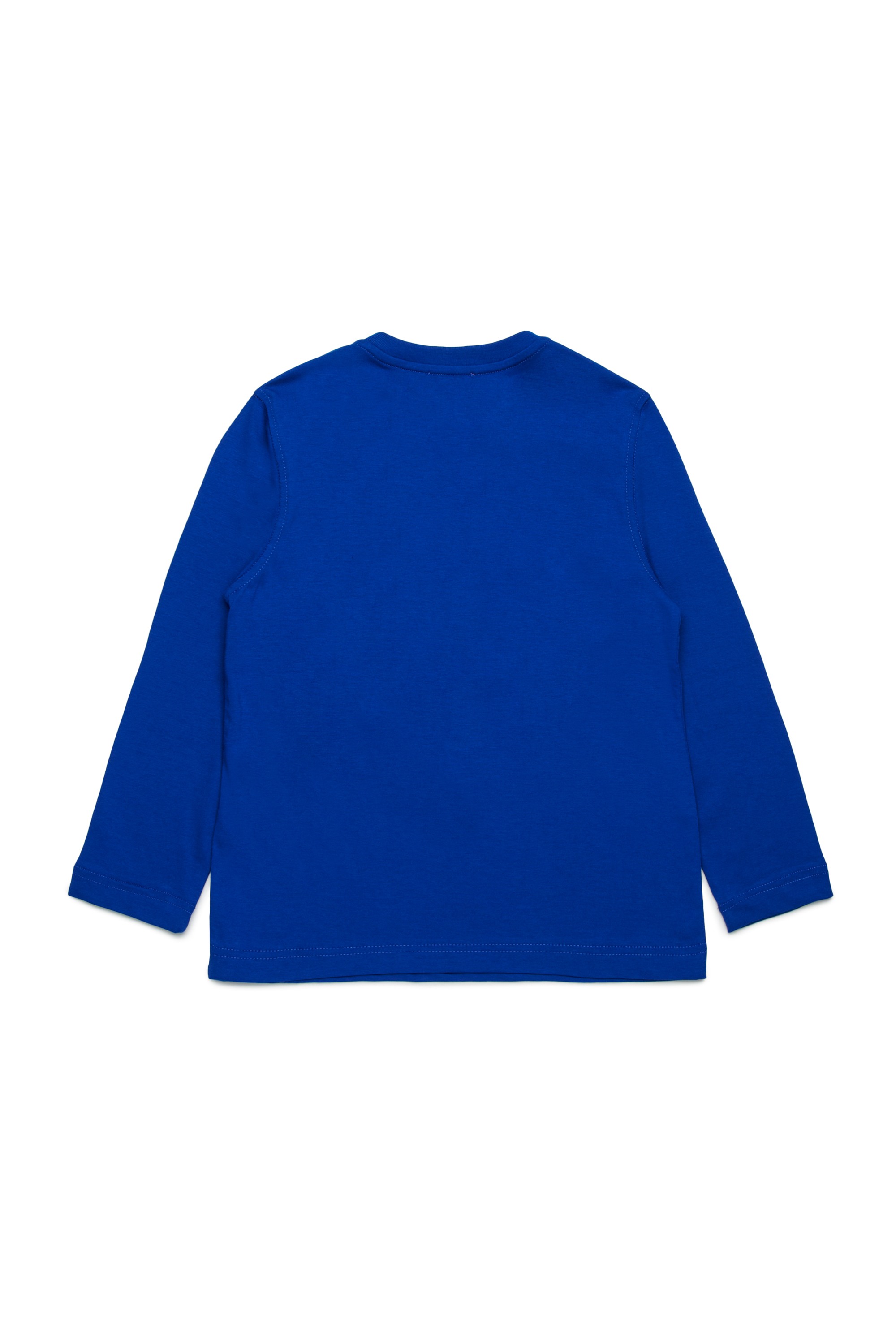 Blue Cotton crew neck T-shirt with logo print