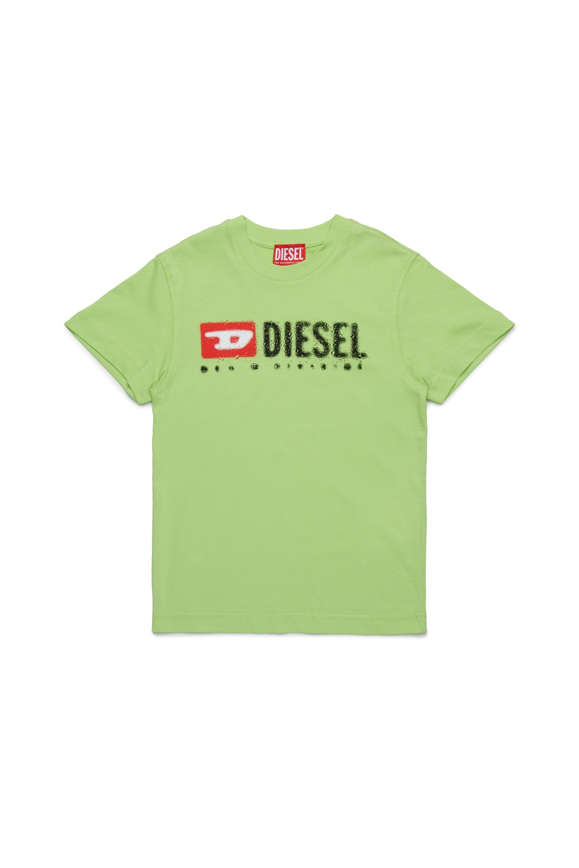 Green Cotton T-shirt with printed logo