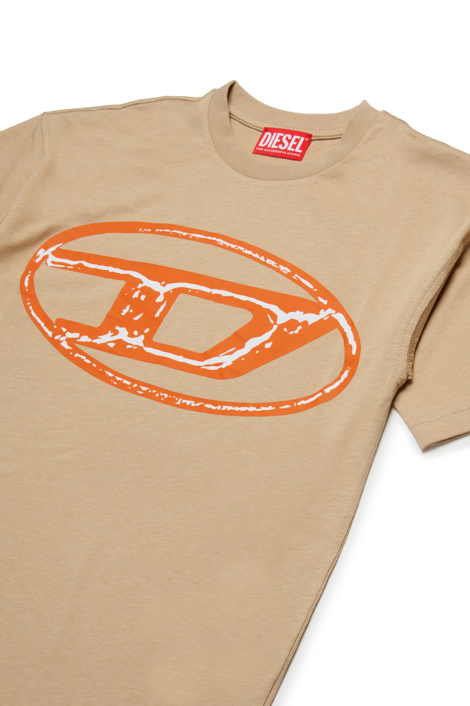Light Brown Cotton T-shirt with logo print