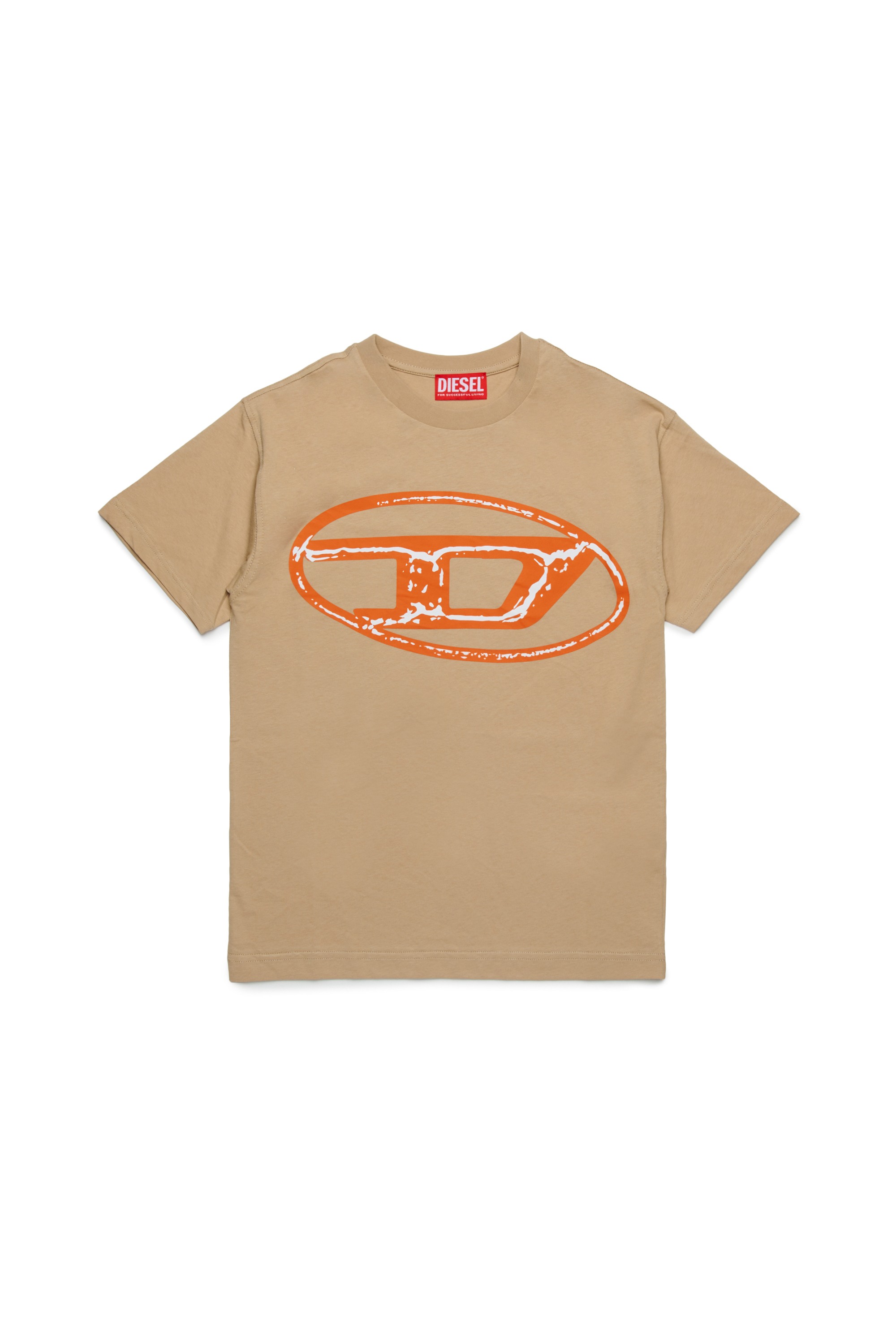 Light Brown Cotton T-shirt with logo print