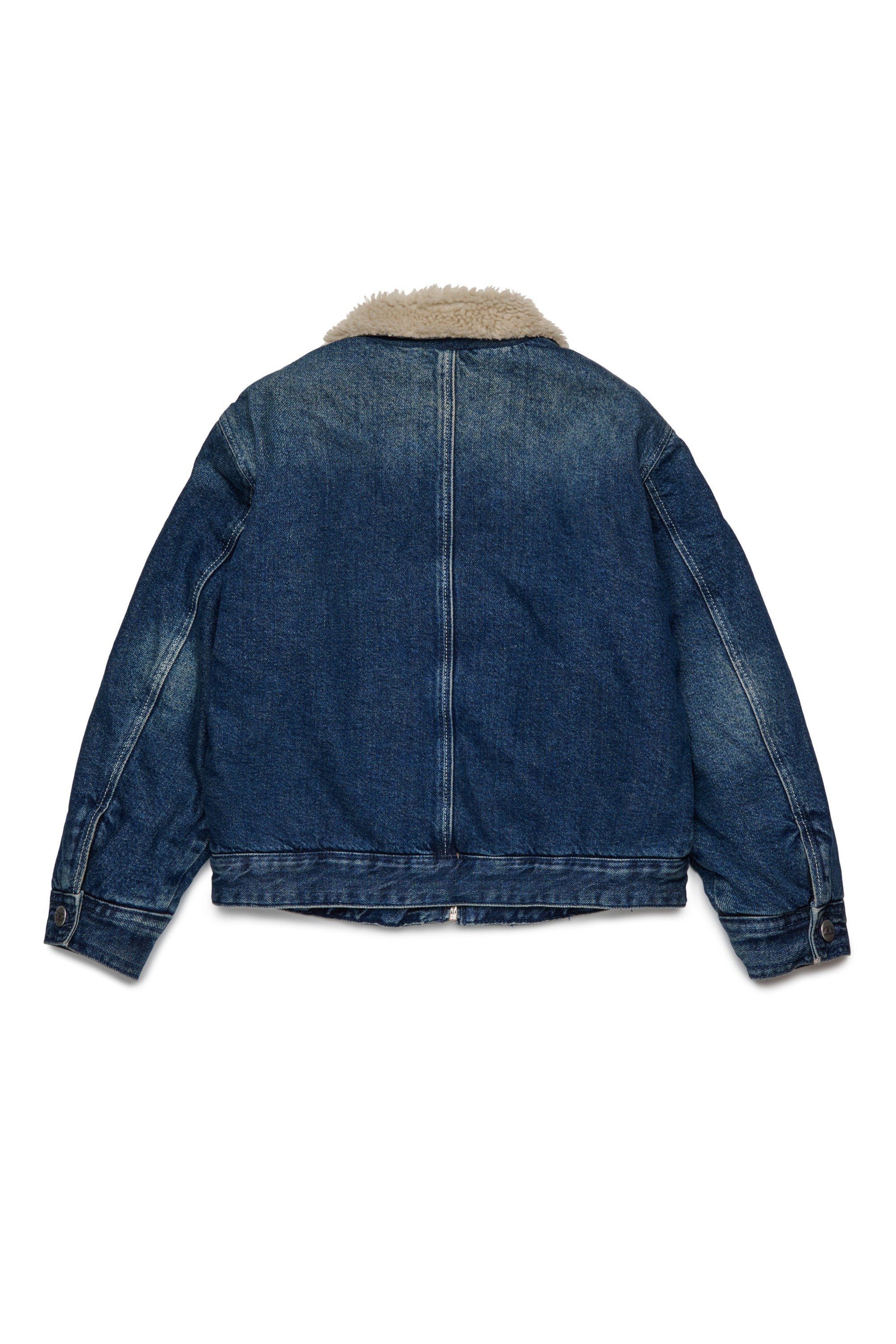 Dark Blue Denim jacket with fur collar